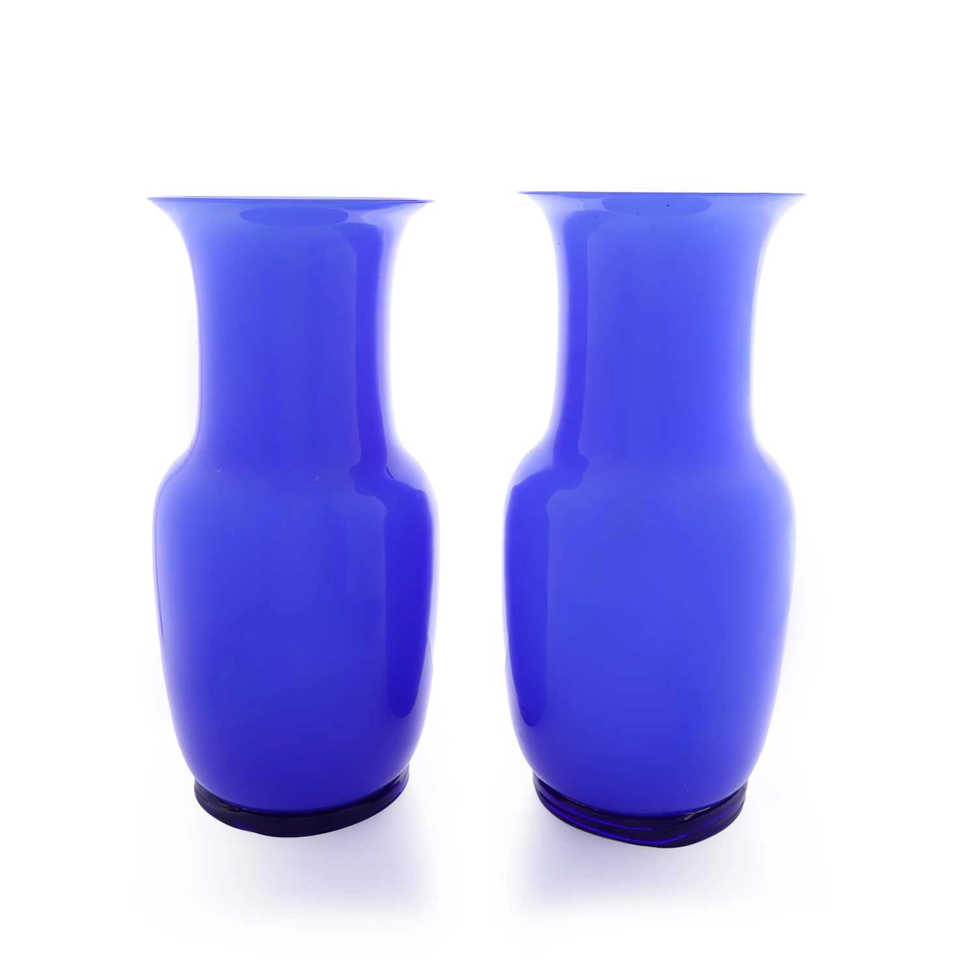 Paolo Venini (Italian, 1895-1959) for Venini a pair of 'Opalino' vases