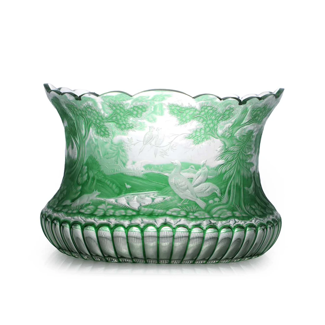 A Moser cased and engraved glass vase circa 1885, Bohemian