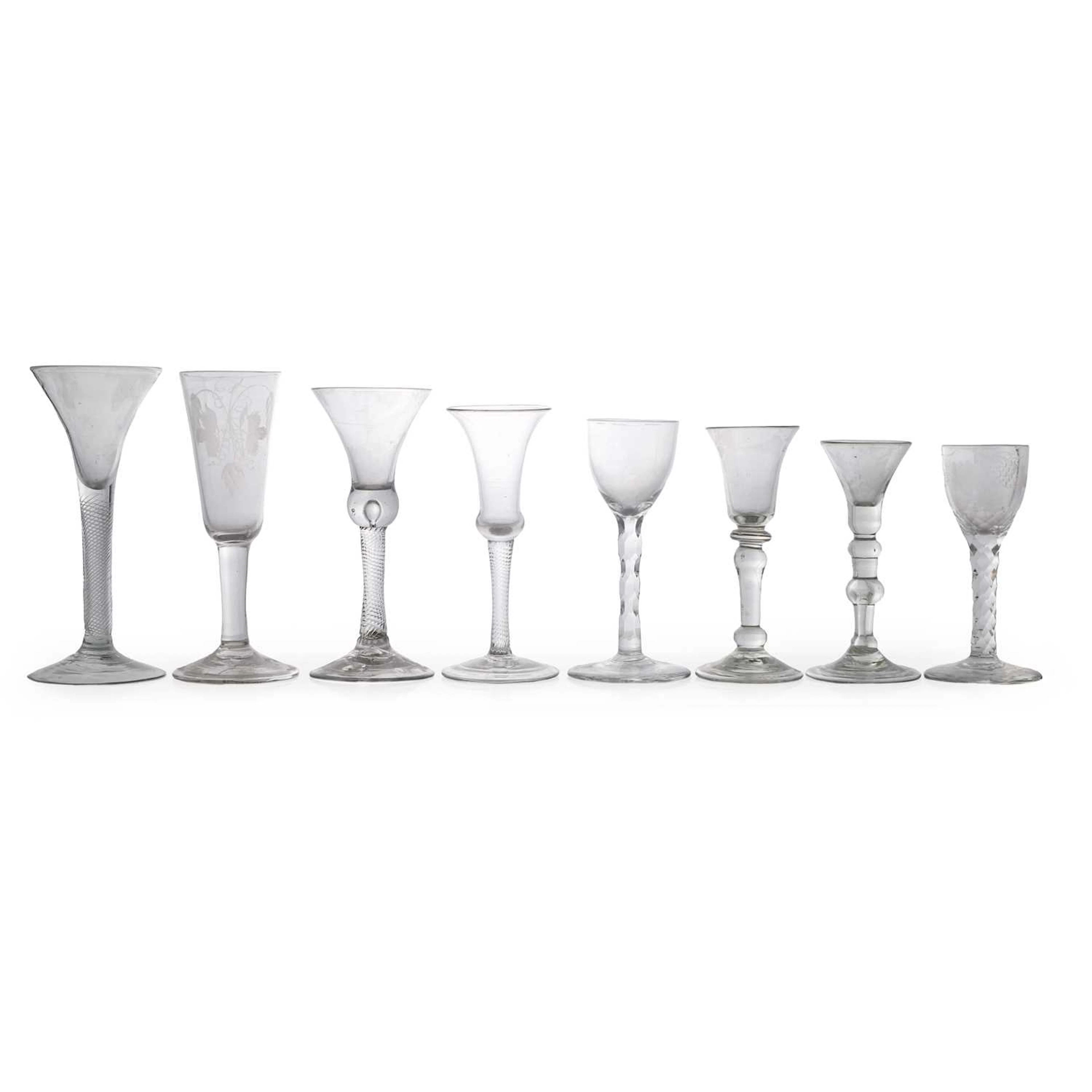 A collection of eight drinking glasses 18th century