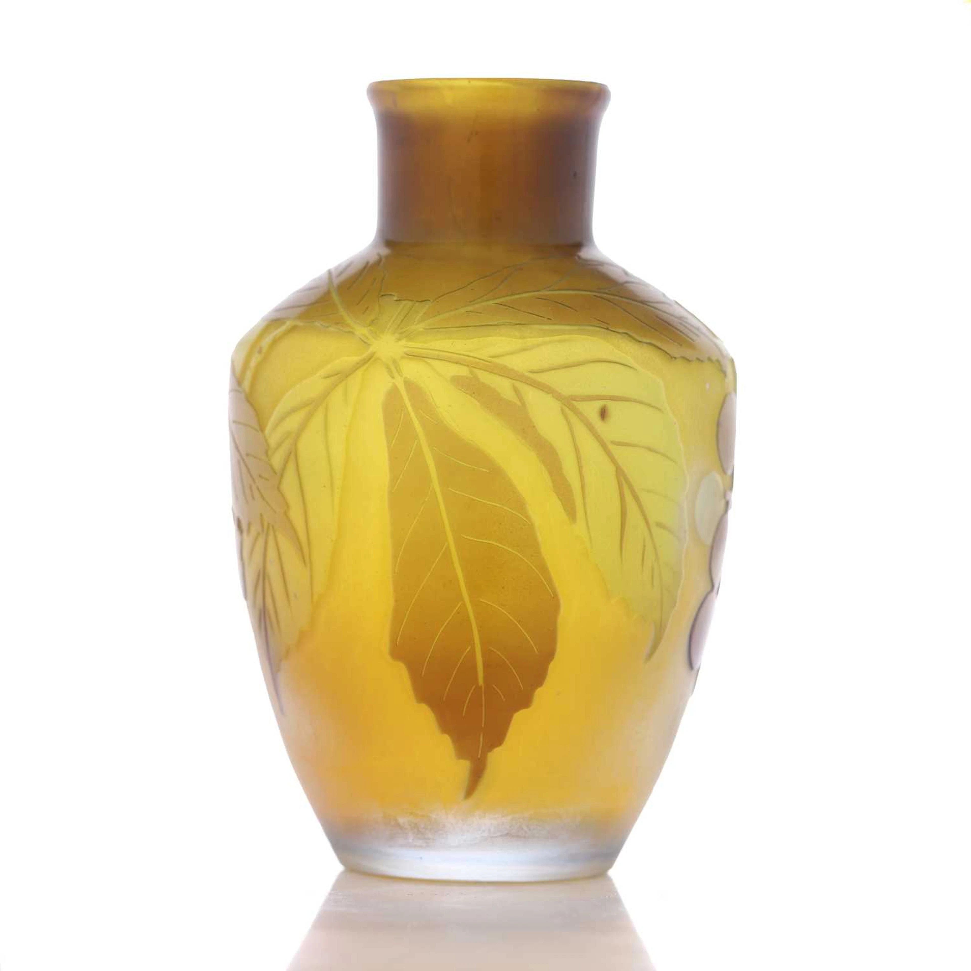 Émile Gallé (French, 1846-1904) a miniature cameo glass vase, early