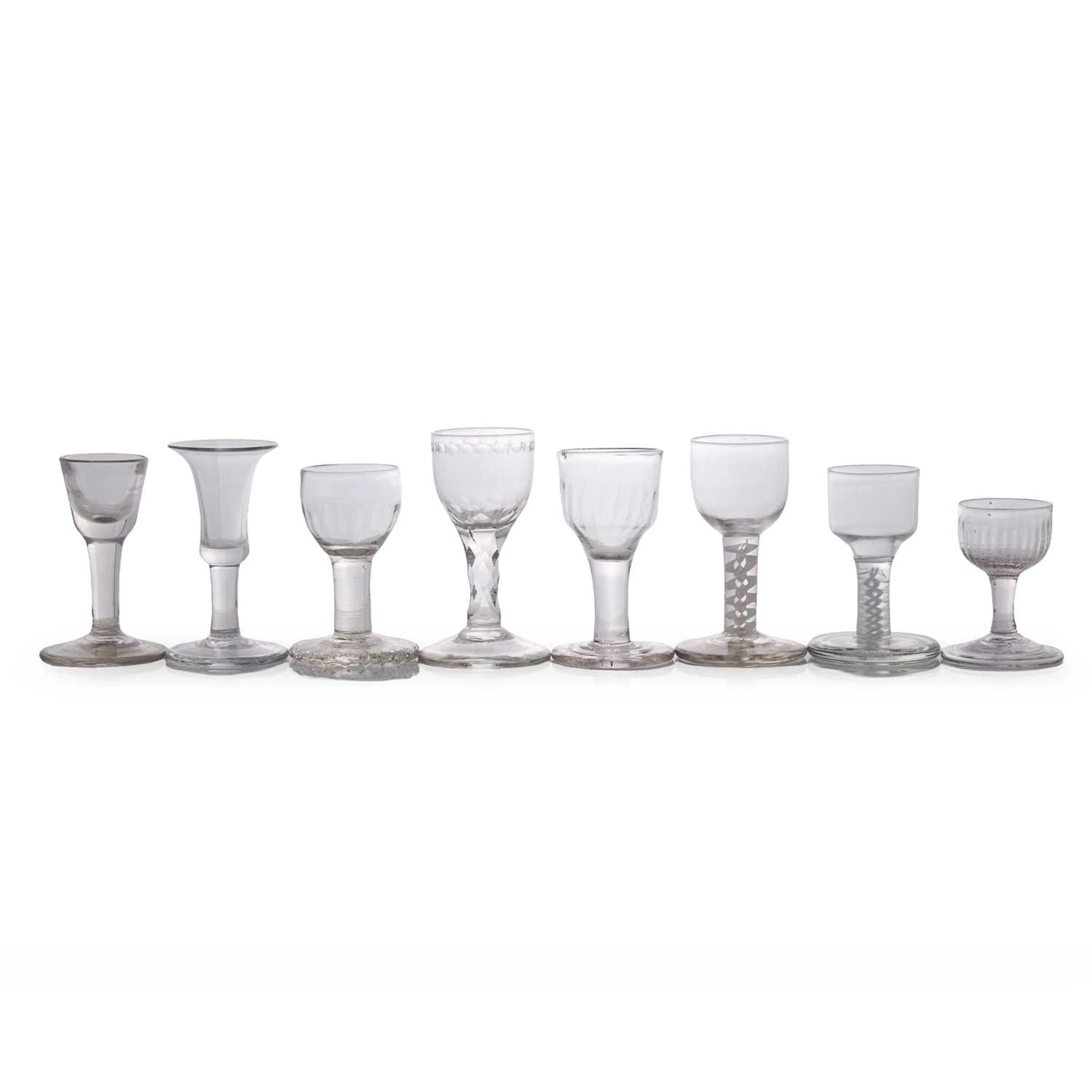 A collection of eight drinking glasses mid-18th century and later