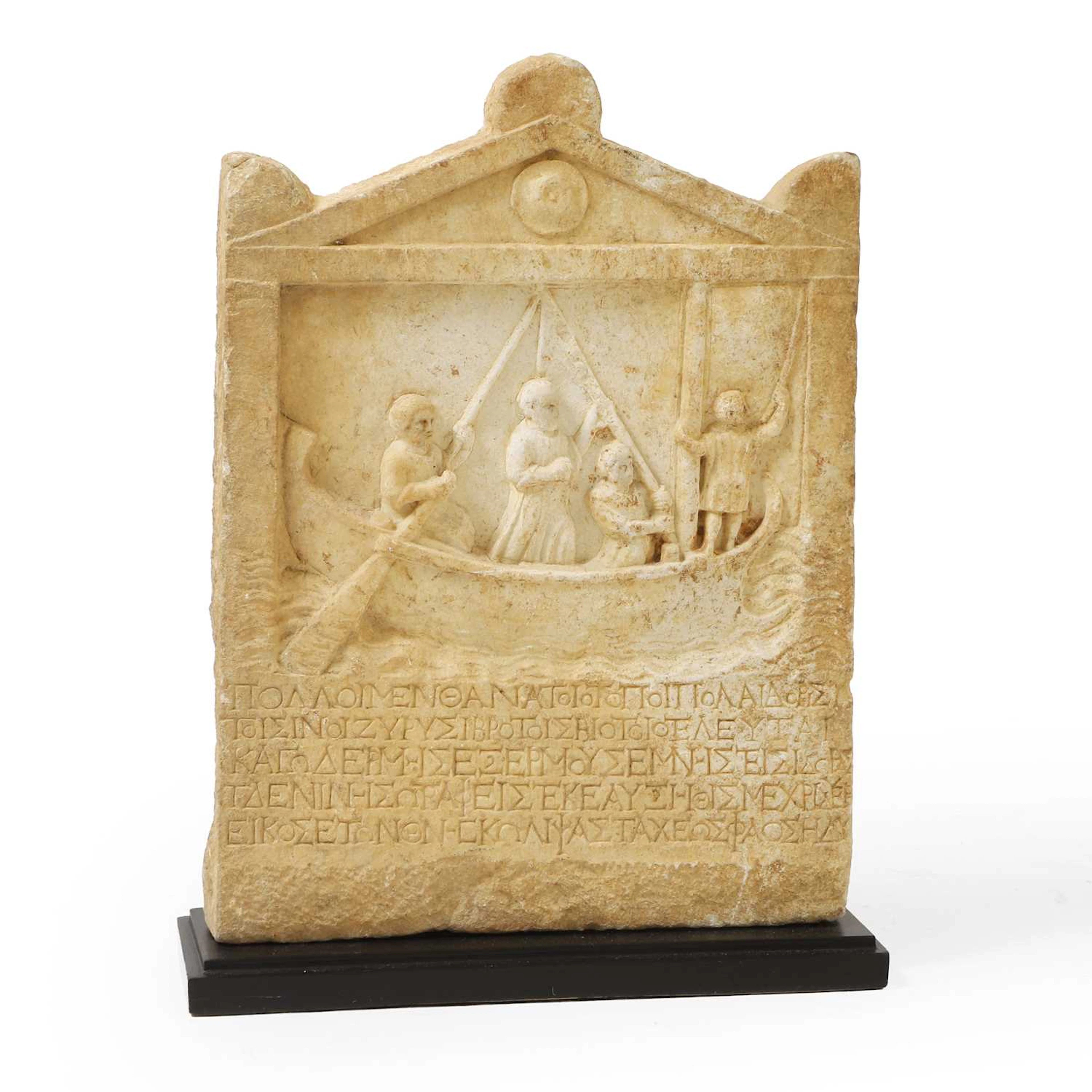 A Greek marble funerary stele Hellenistic period, 2nd -1st century BCE