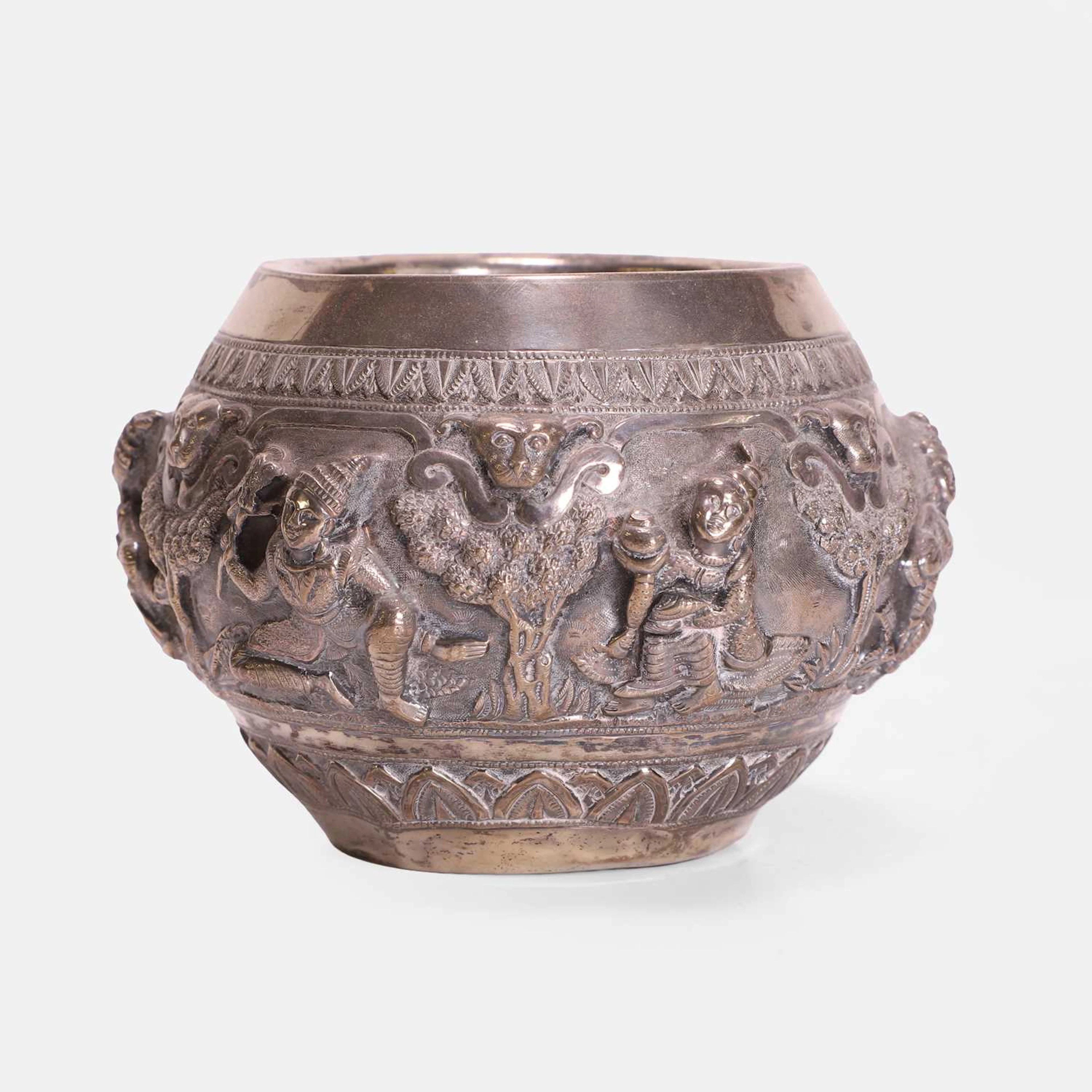 A Burmese (Myanmar) silver bowl late 19th/early 20th century