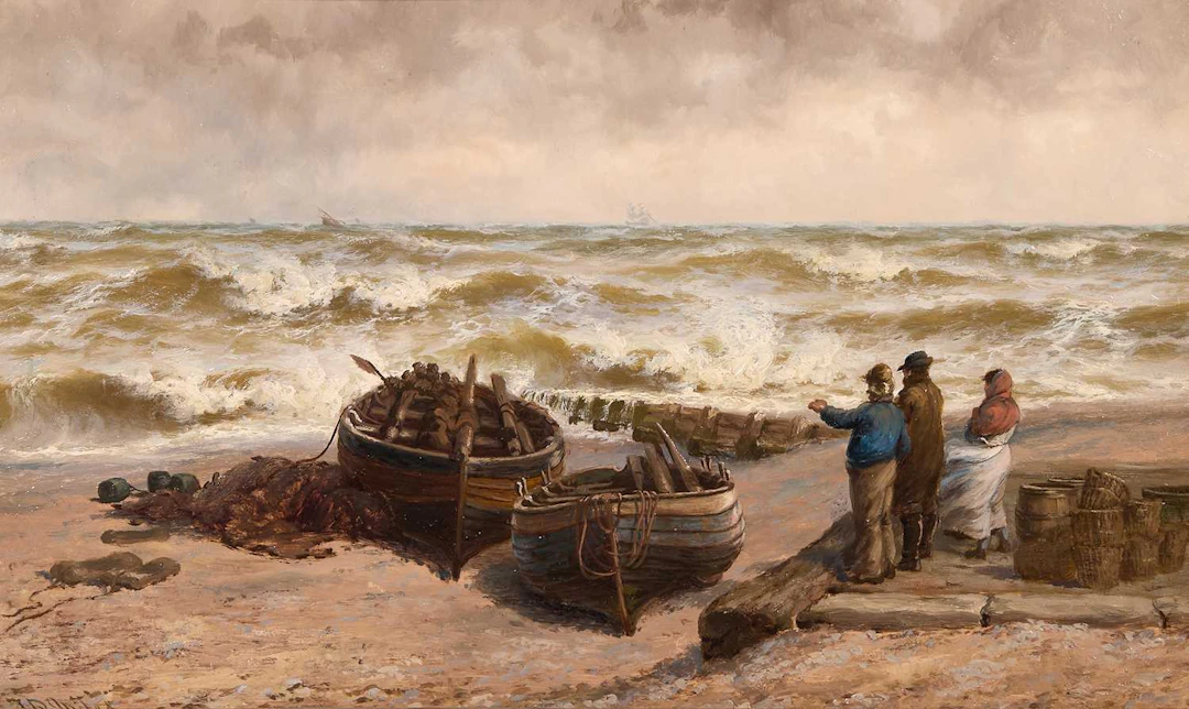 Thomas Rose Miles (British, 1844-1916) 'Wind against Tide, Hastings'