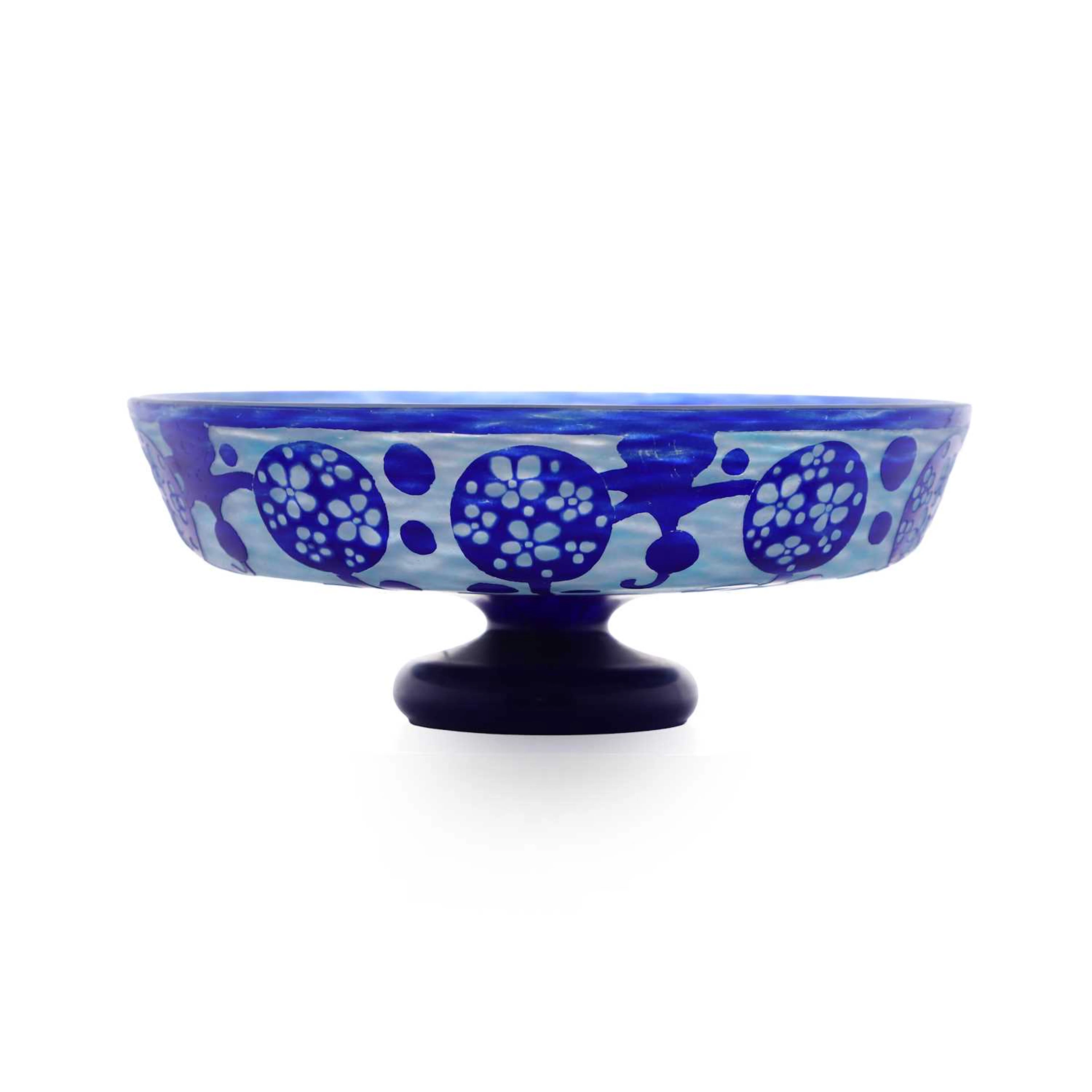 A Le Verre Français 'Azurette' footed bowl circa 1930, French