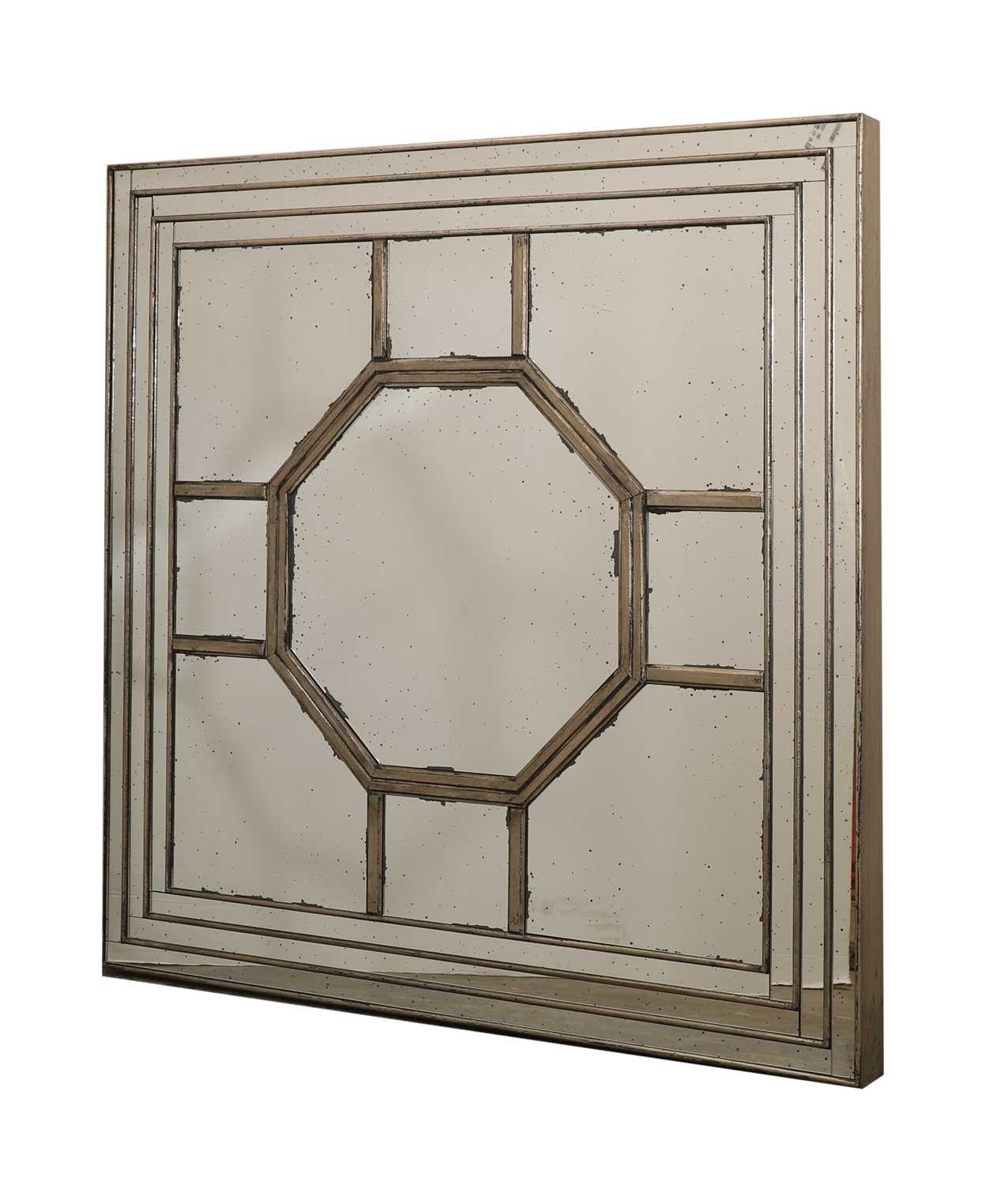 A large square silvered wall mirror by OKA of recent manufacture