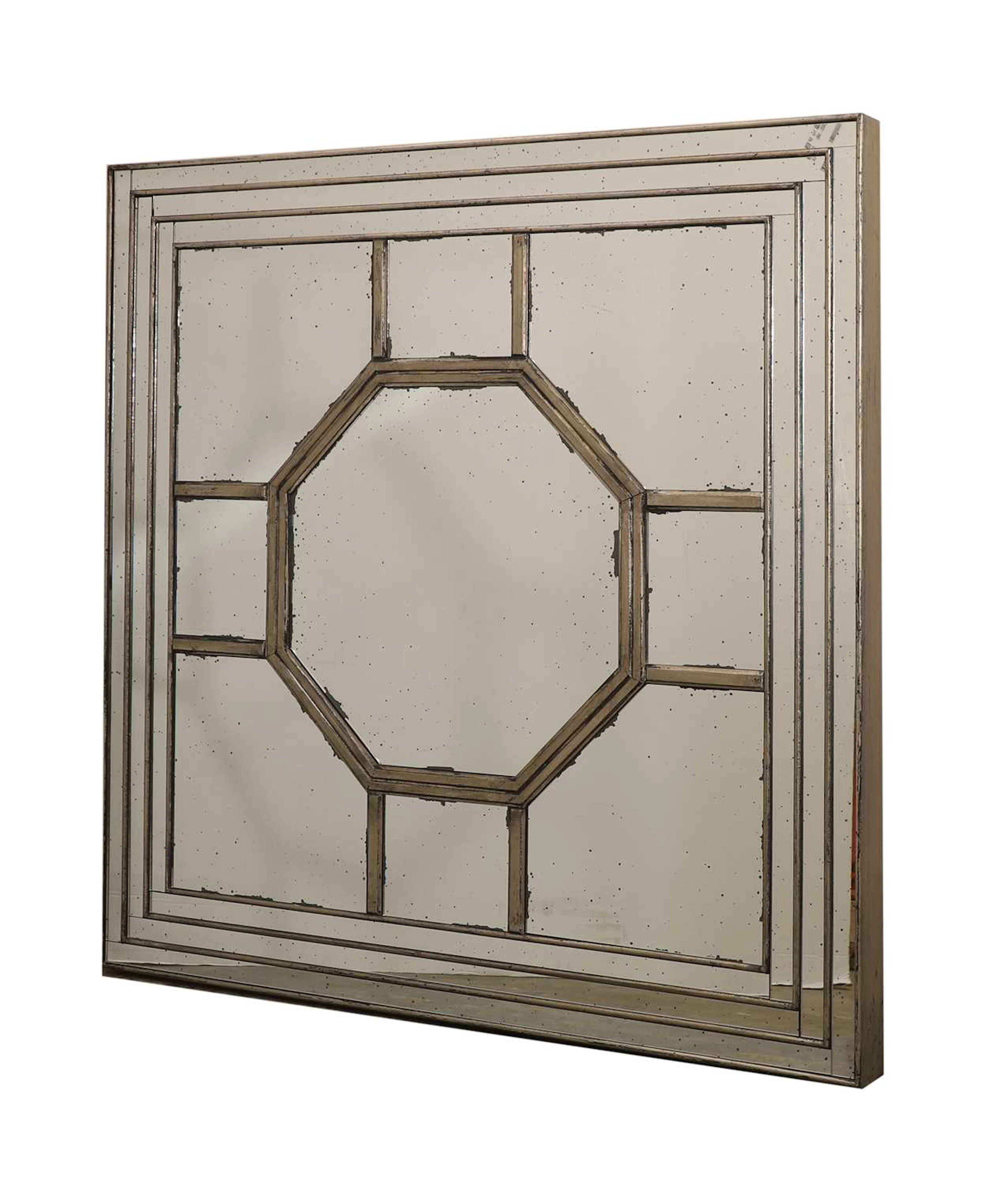 A large square silvered wall mirror by OKA of recent manufacture