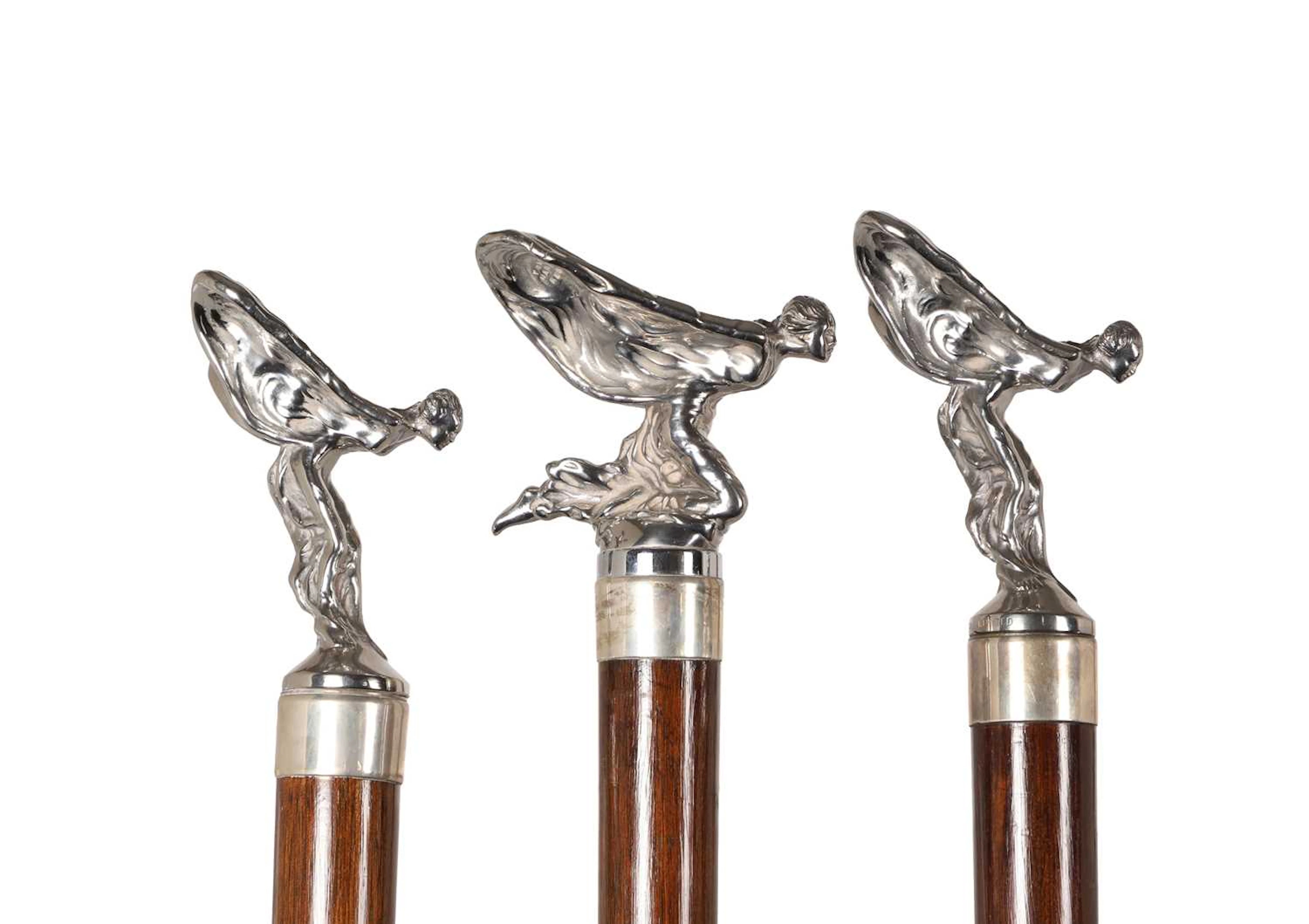 a group of three 'Spirit of Ecstasy' canes 1930s and later