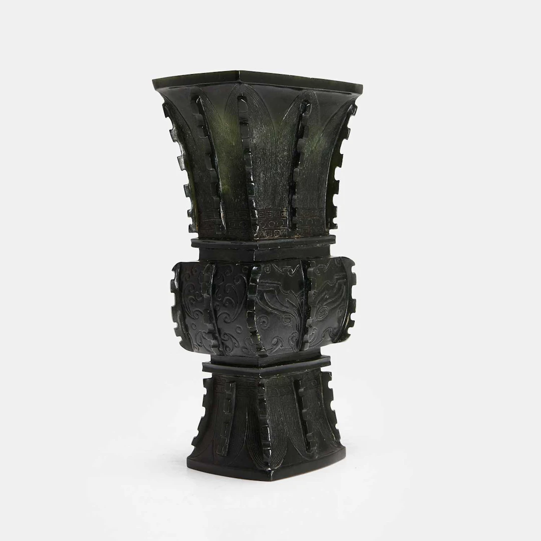 A Chinese spinach jade gu vase Qing dynasty (1644-1911)