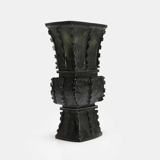 A Chinese spinach jade gu vase Qing dynasty (1644-1911)