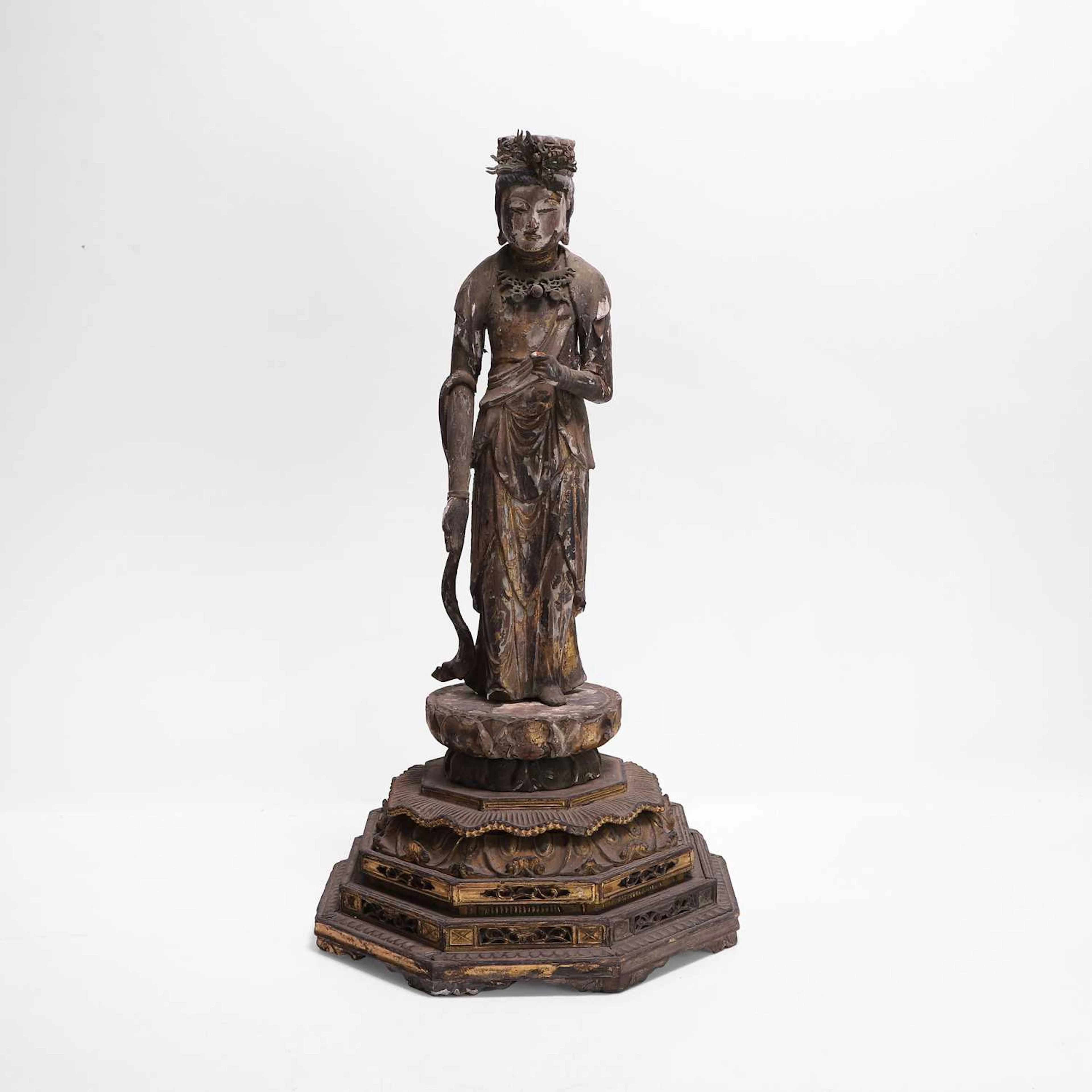 A Japanese gilt-lacquered wood Kannon