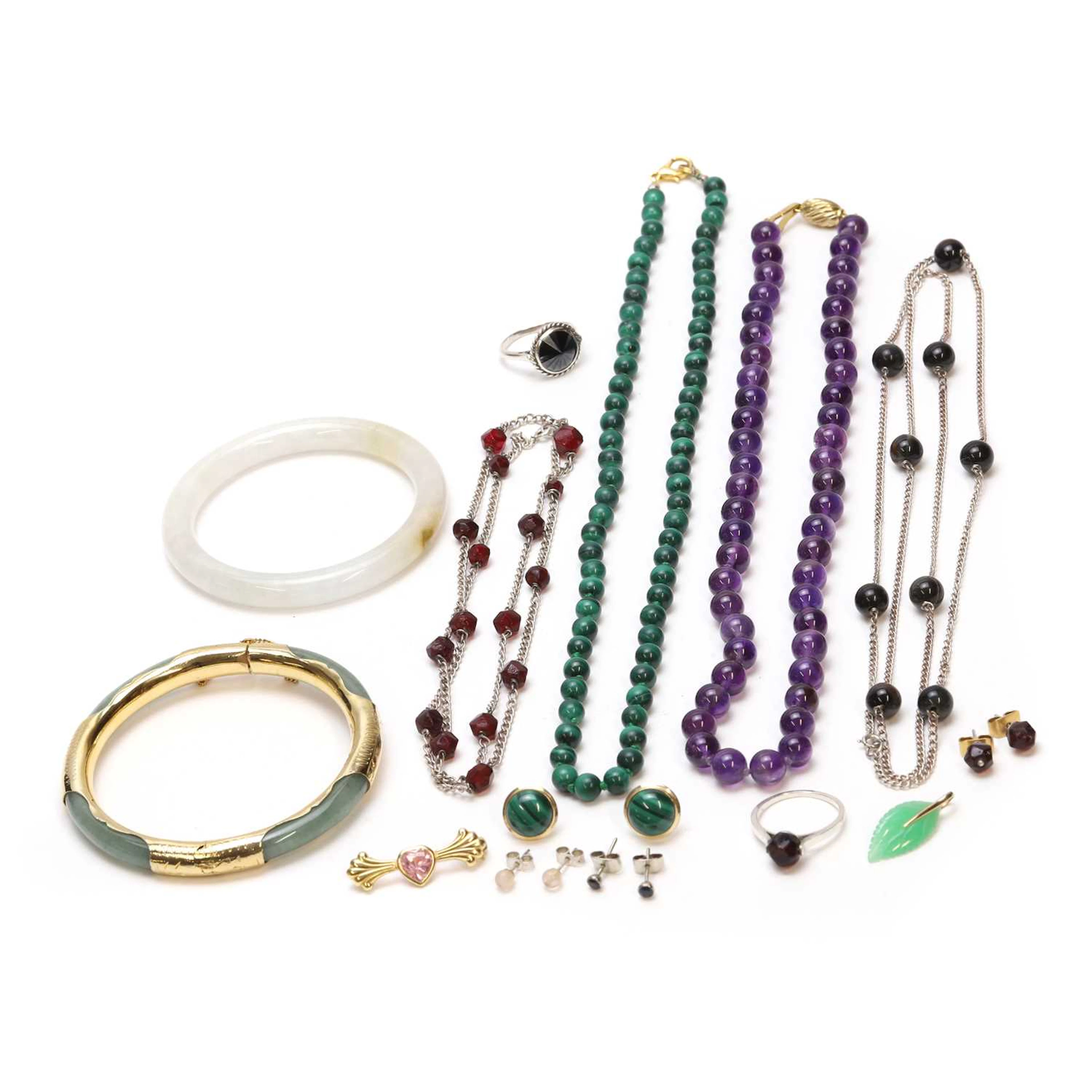 A group of gold, silver and costume jewellery
