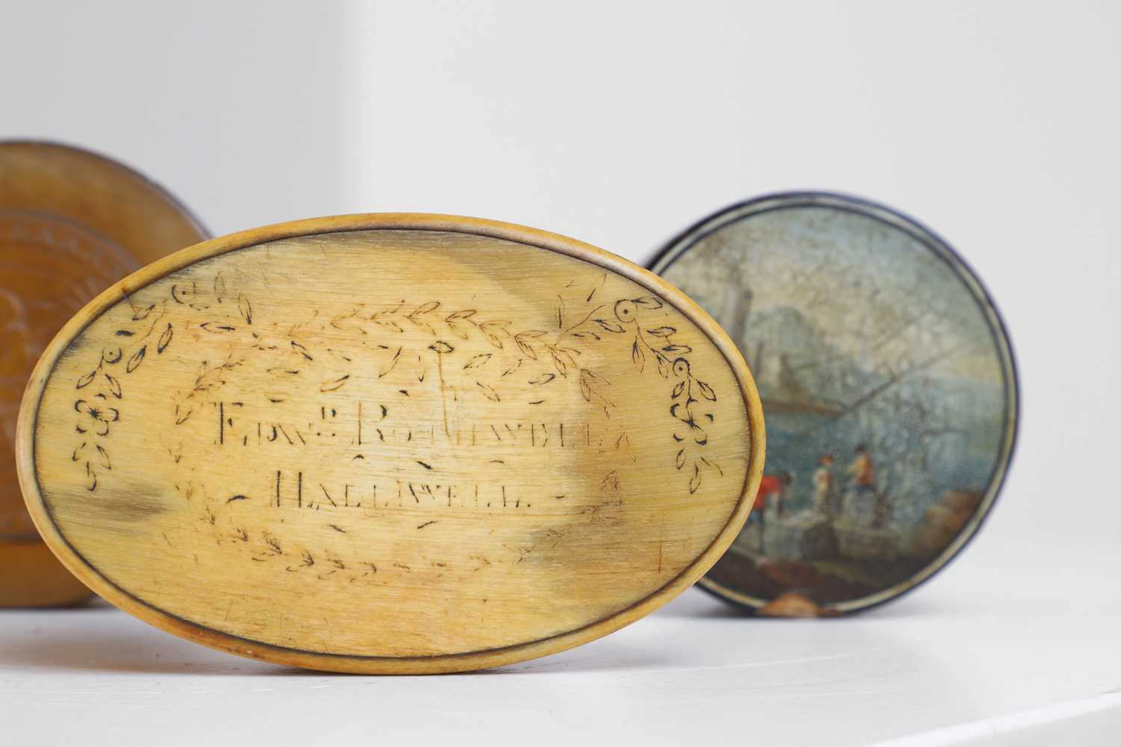 Three tobacco boxes 18th/19th century