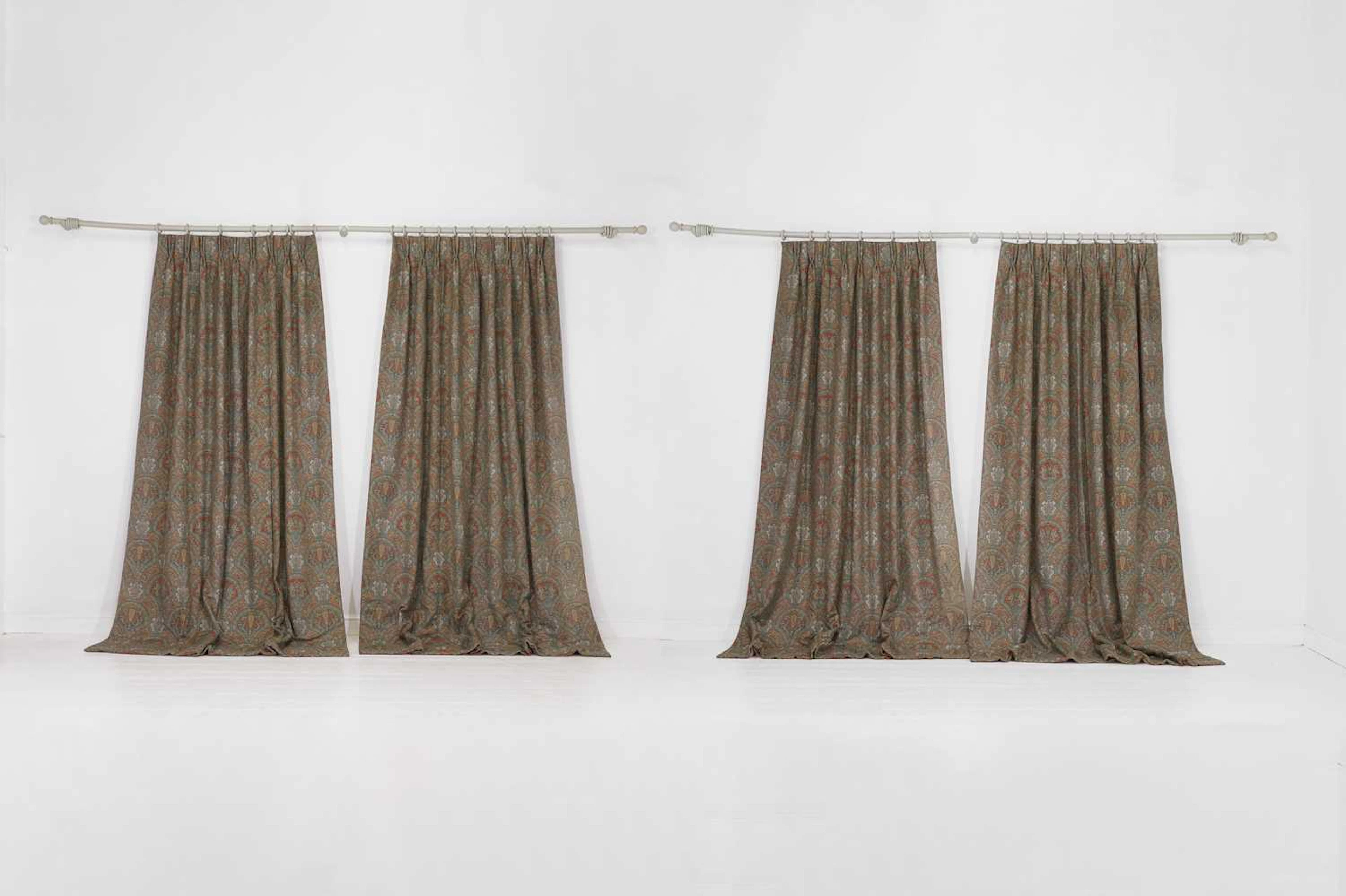Two pairs of curtains in de Le Cuona paisley wool