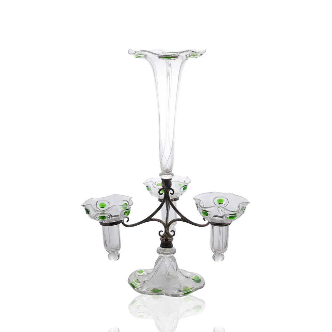A Stuart & Son glass epergne circa 1905, Stourbridge
