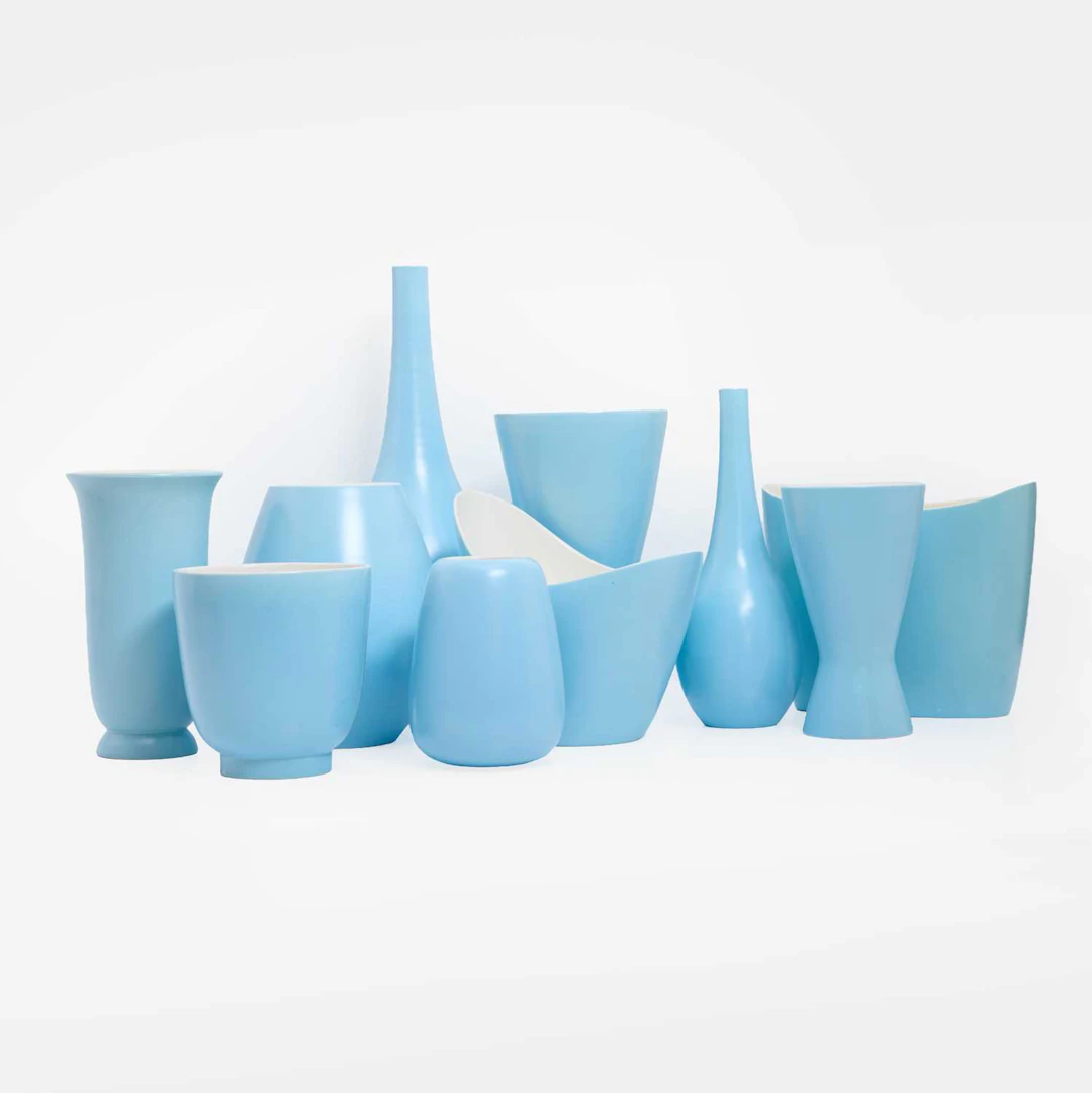 Poole Pottery a collection of ten 'Freeform' vases