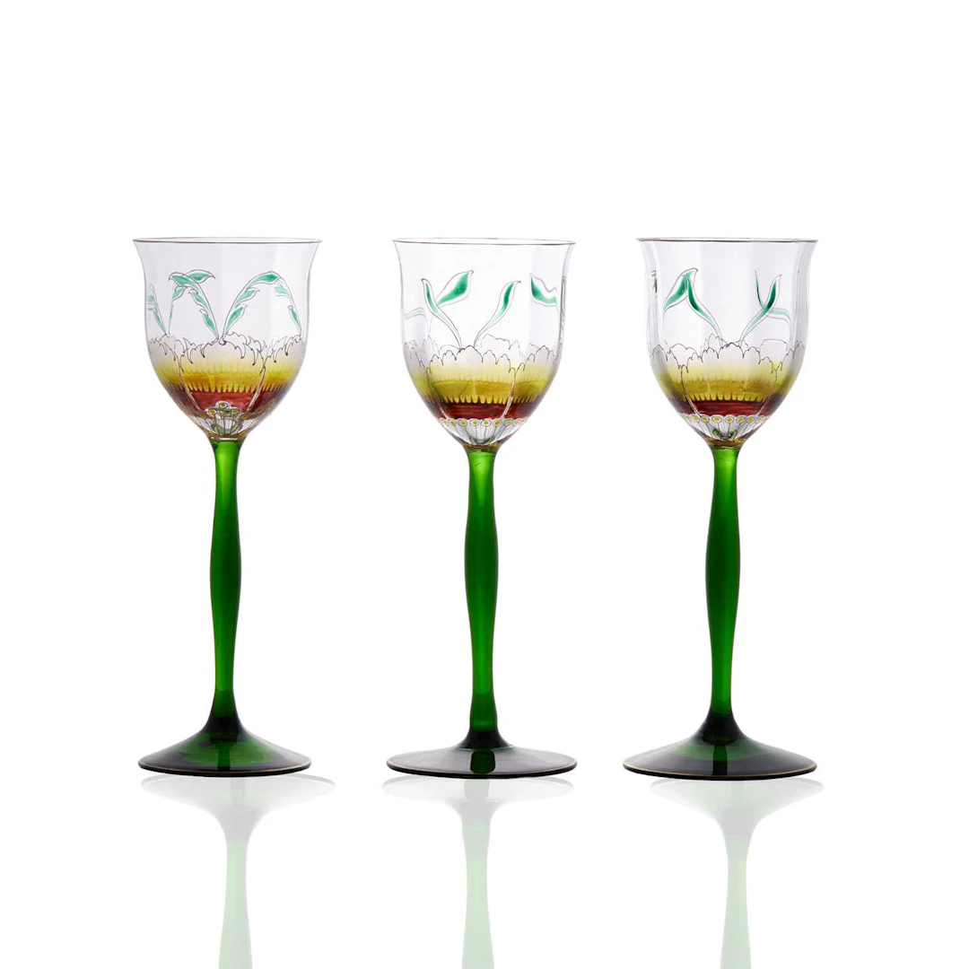 A group of three Theresienthal hock glasses 20th century, German
