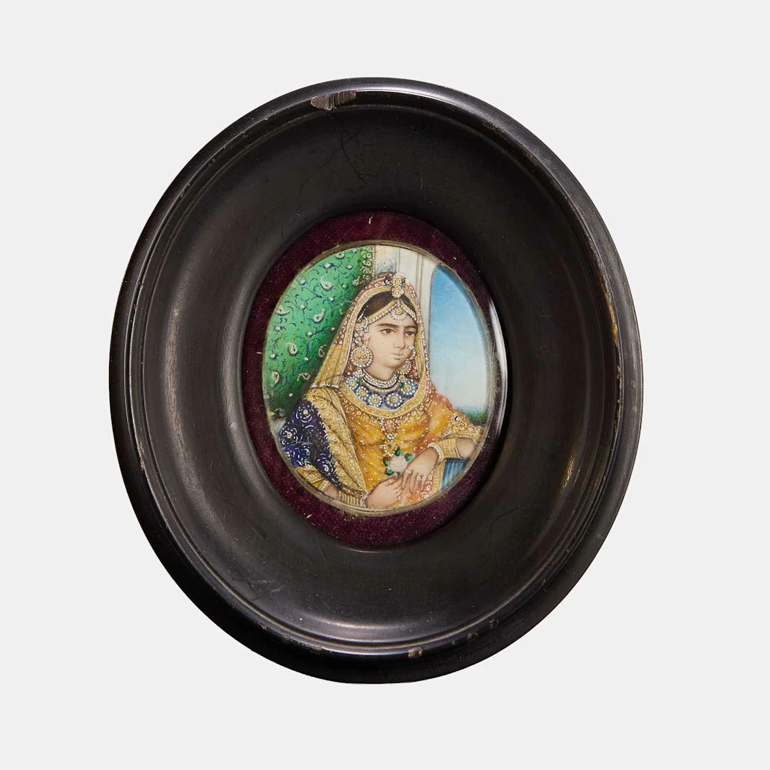 An Indian portrait miniature on ivory 19th century, Northern India