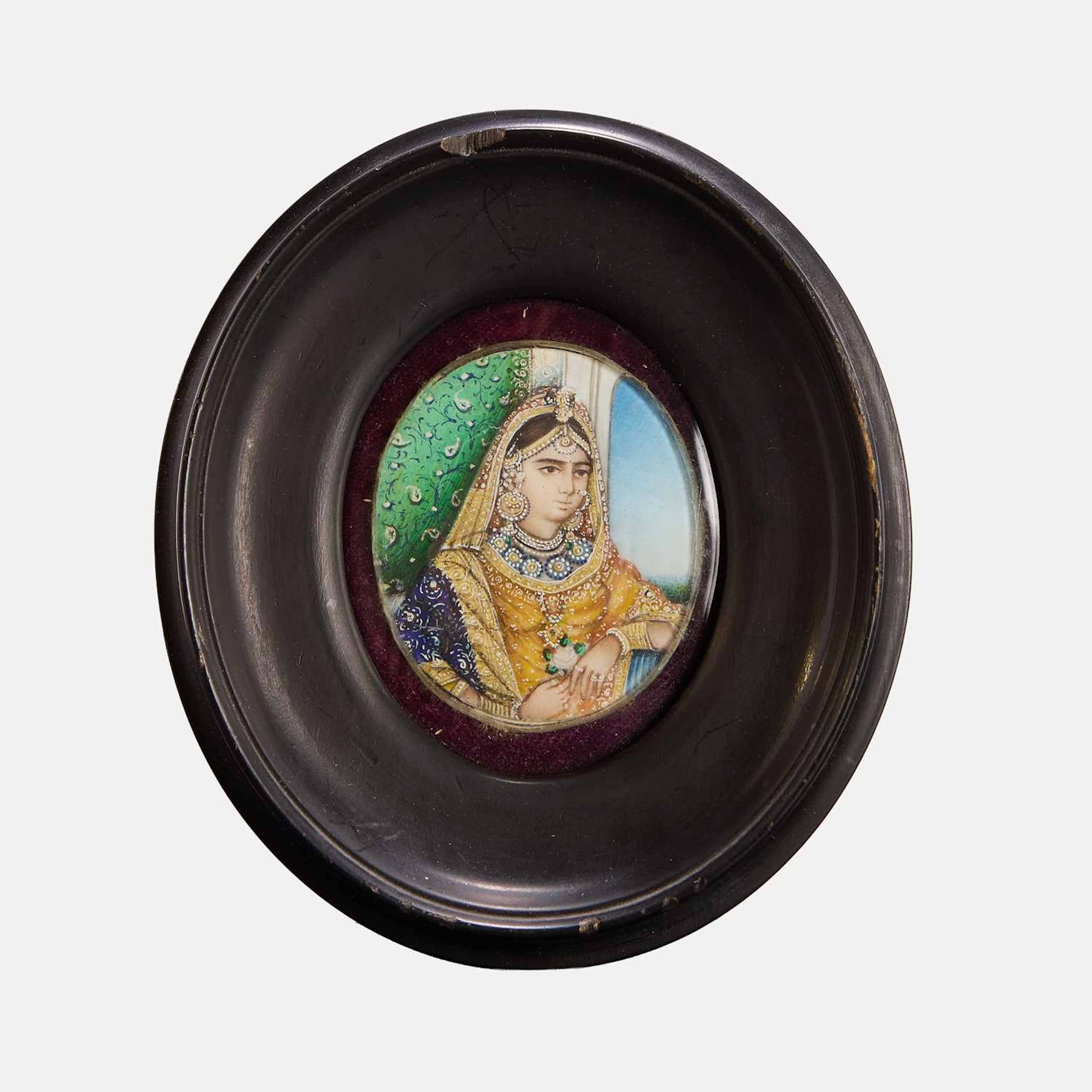 An Indian portrait miniature on ivory 19th century, Northern India