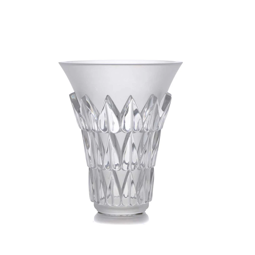 A Lalique 'Feuilles' pattern vase late 20th century, French