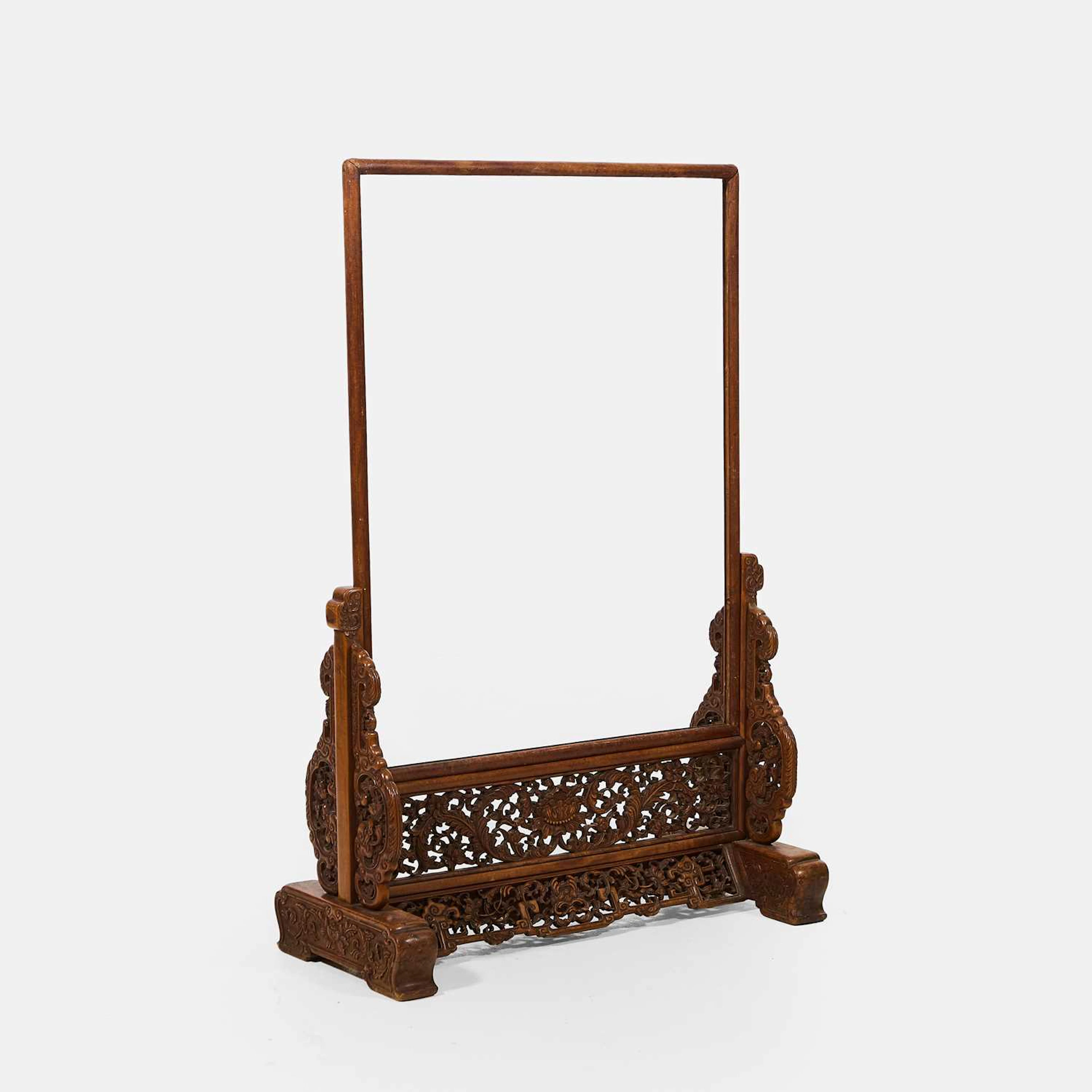 A Chinese hardwood table screen late 19th century