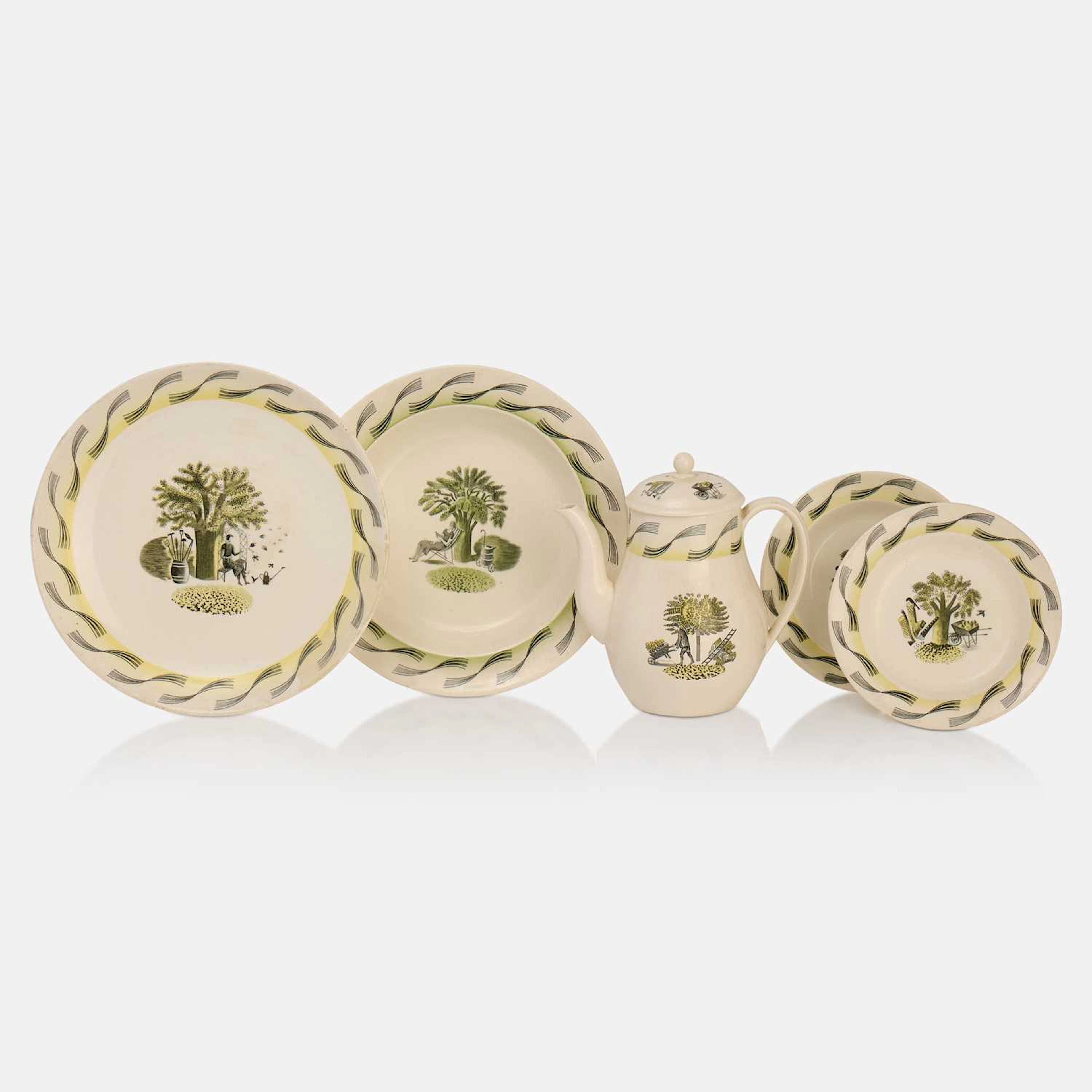 Eric Ravilious (British, 1903-1942) for Wedgwood a part 'Garden' tea service