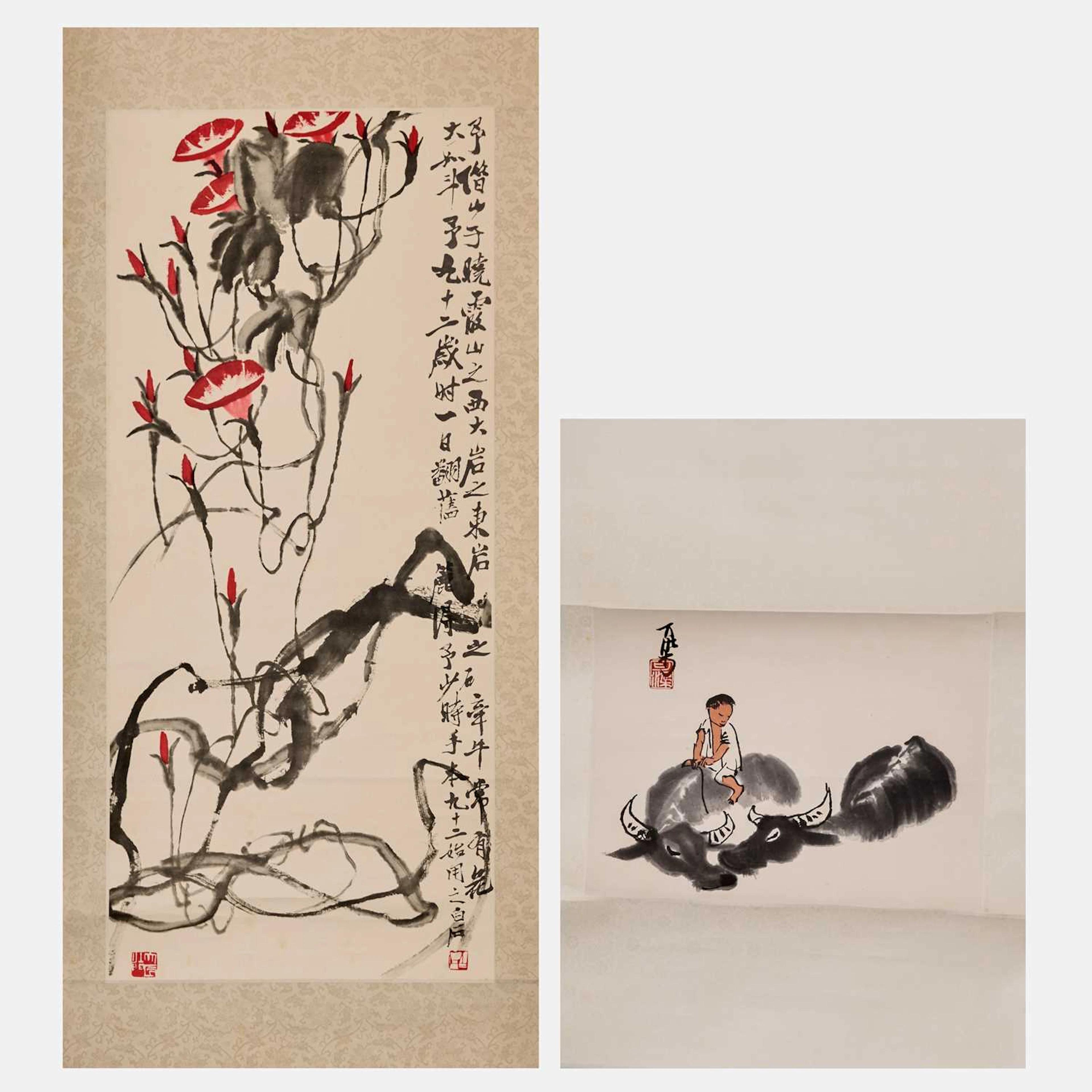 Two Chinese hanging scrolls 20th century