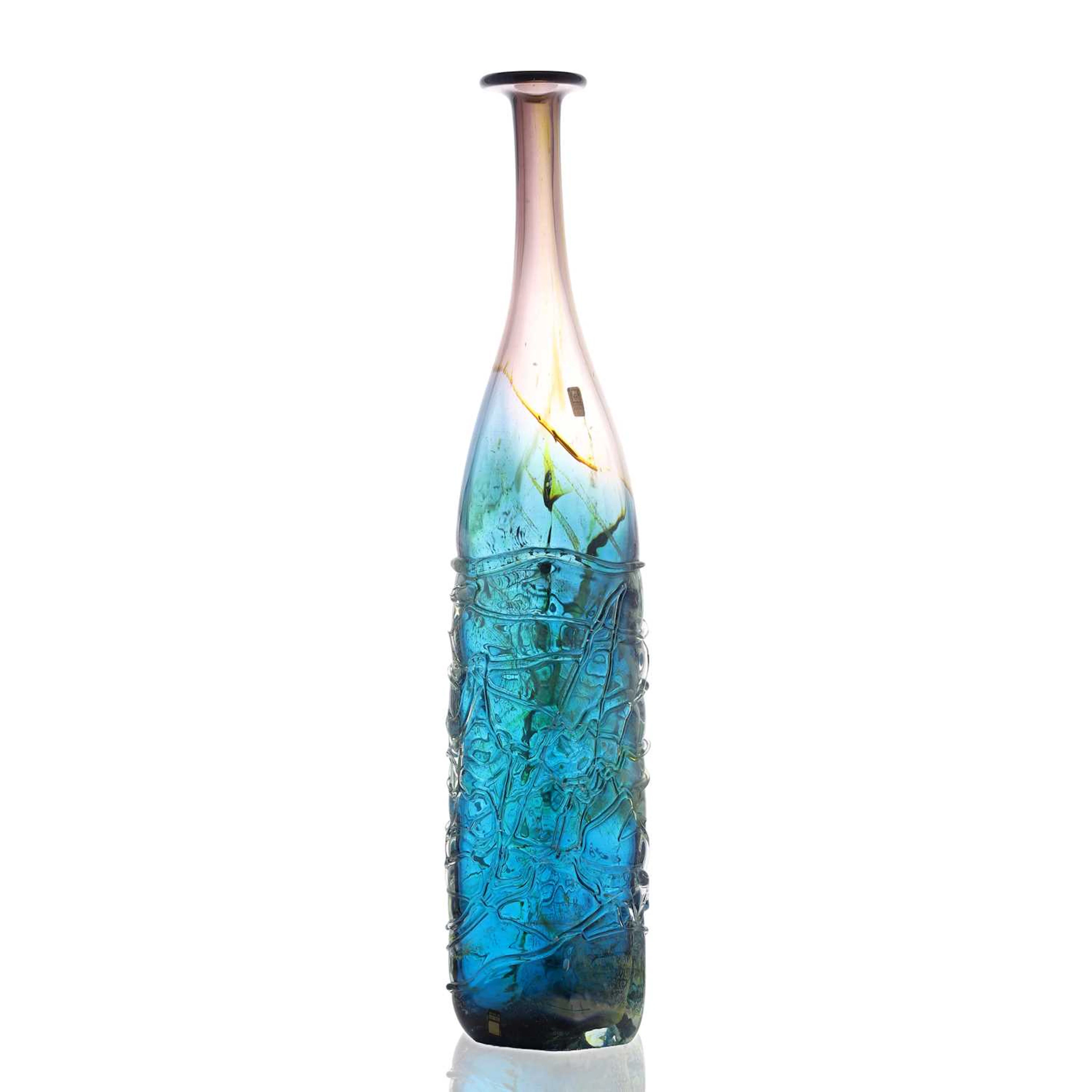 A large Mdina glass bottle vase 1975, Malta