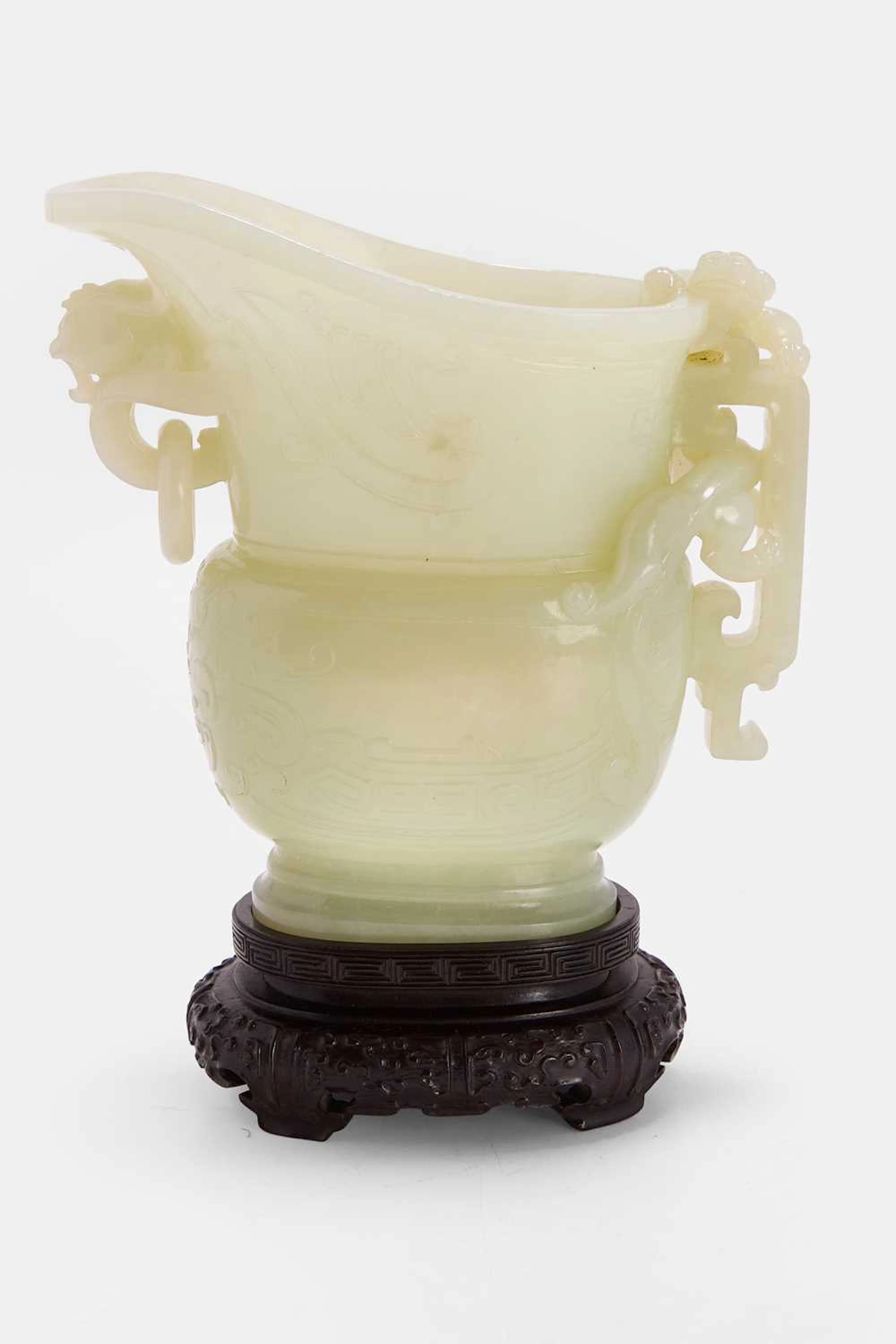 A Chinese jade gong vessel Qing dynasty (1644-1911)