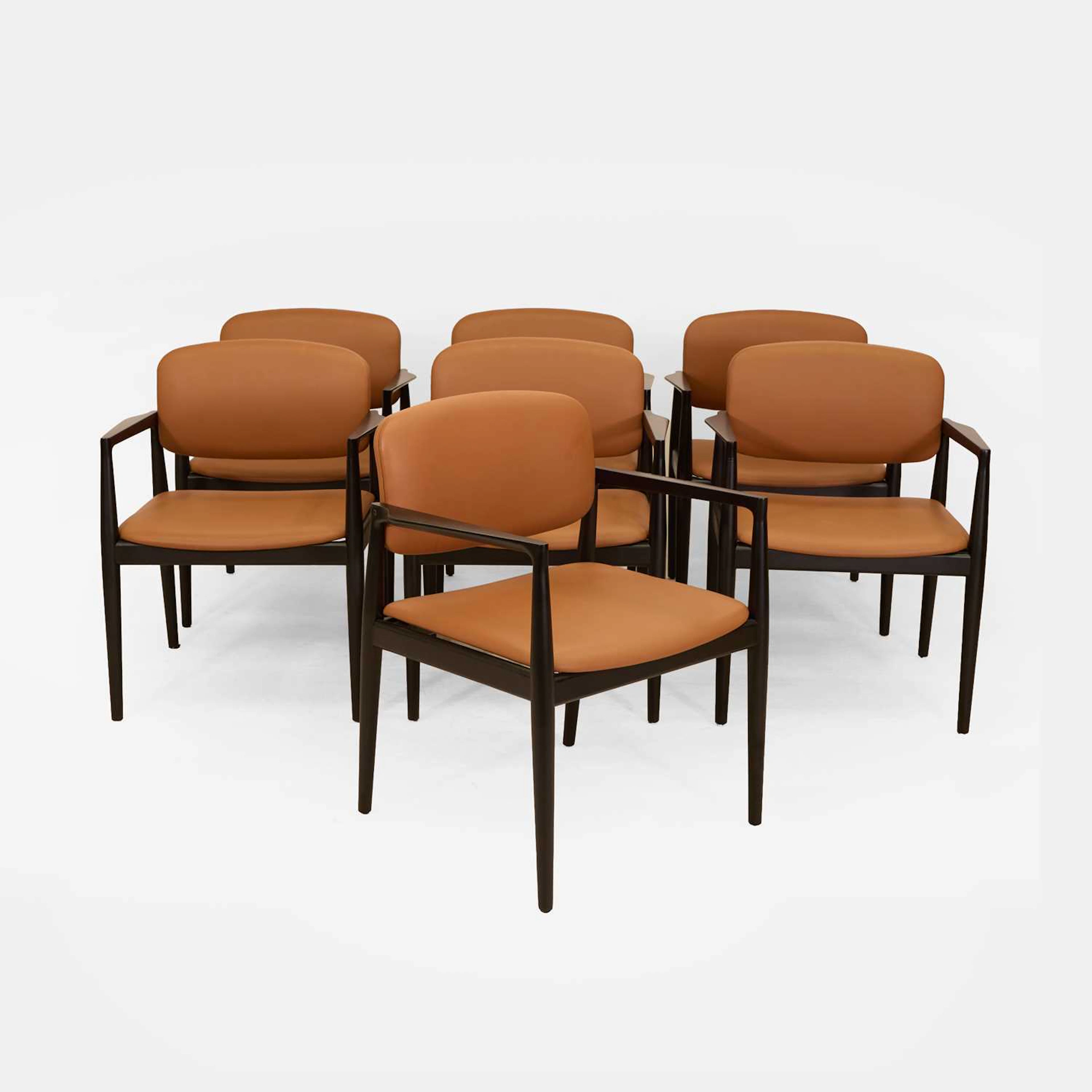 Contemporary a set of seven 'Kirk' dining chairs