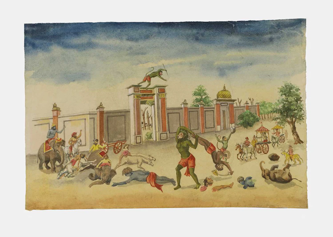 An illustrated series from the 'Ramayana' circa 1820s, India, West