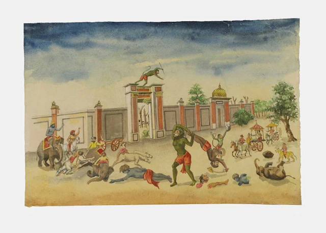 An illustrated series from the 'Ramayana' circa 1820s, India, West