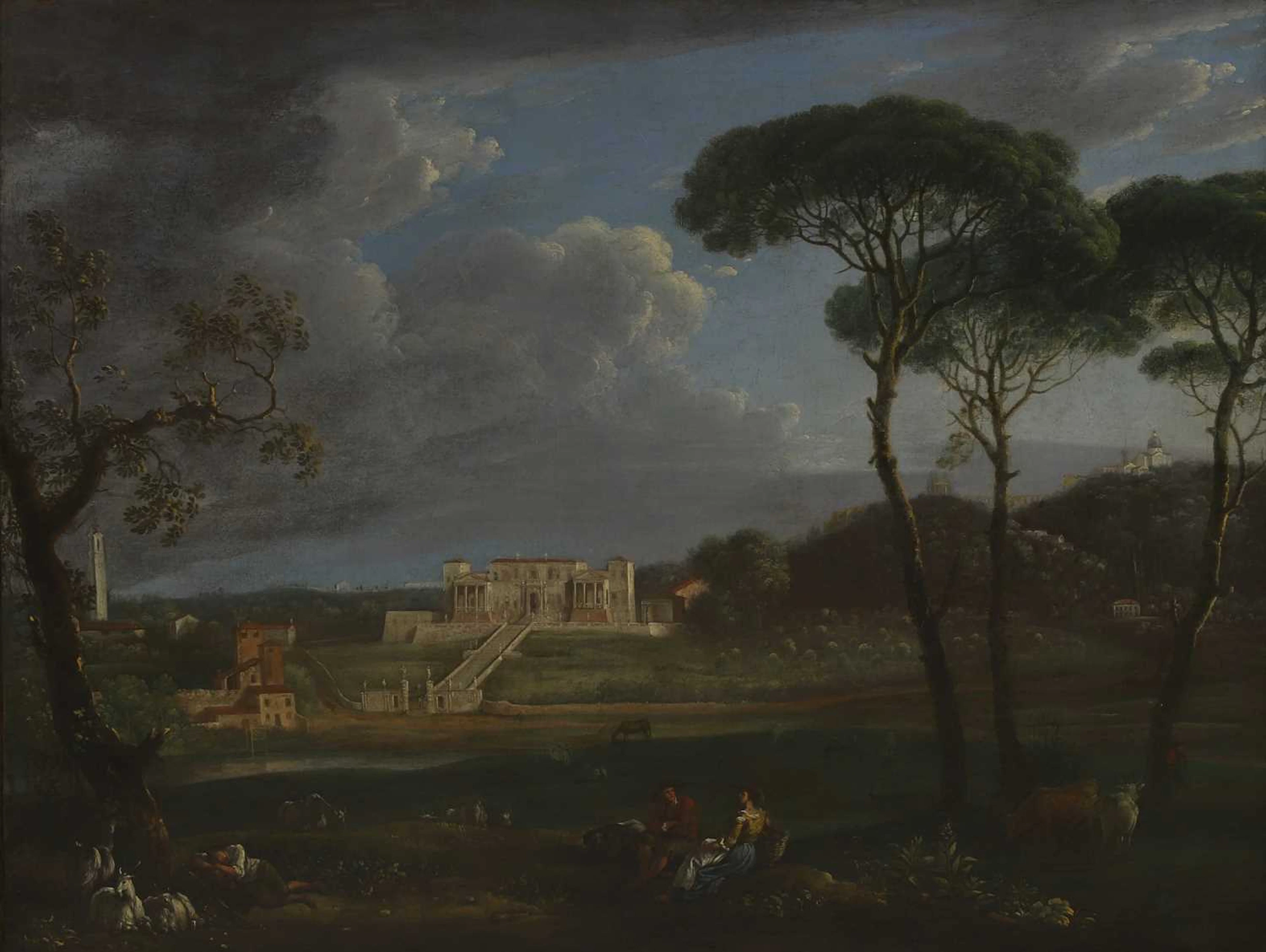 Follower of Giovanni Battista Cimaroli An extensive Italianate landscape