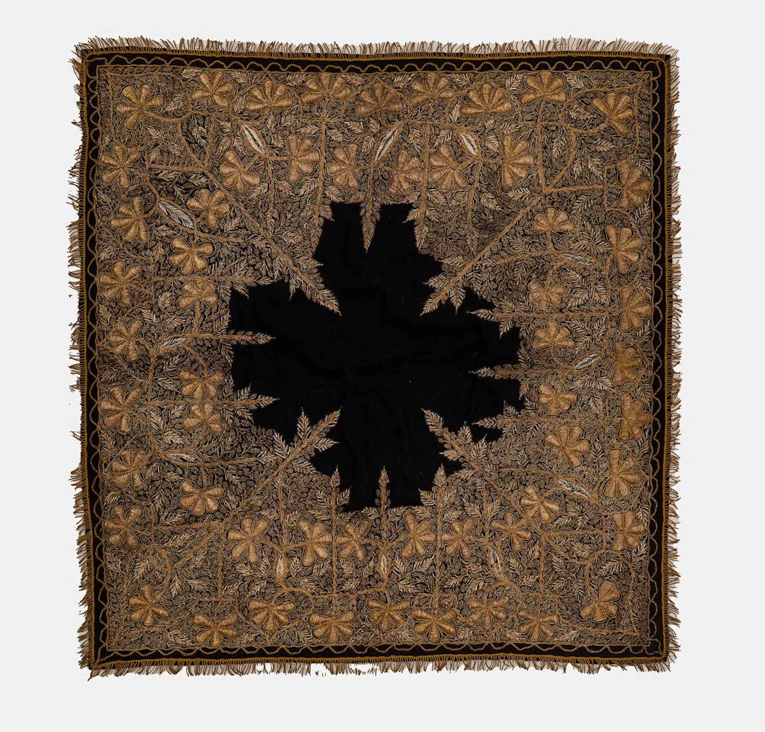An Ottoman gold-metal-thread embroidered panel early 20th century, Turkey