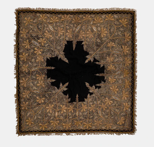 An Ottoman gold-metal-thread embroidered panel early 20th century, Turkey
