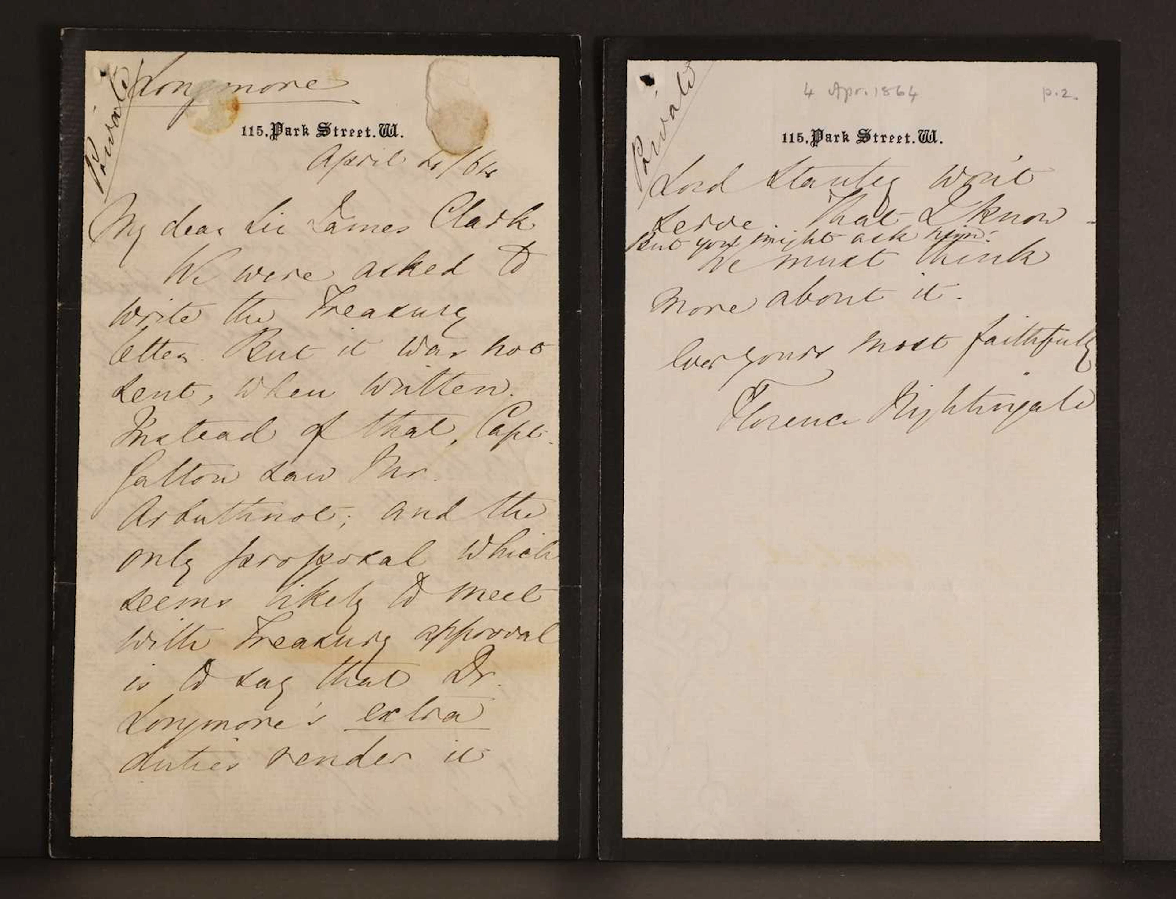 Florence NIGHTINGALE- Autograph Letter SIGNED (To Sir James Clark). 5 pages.