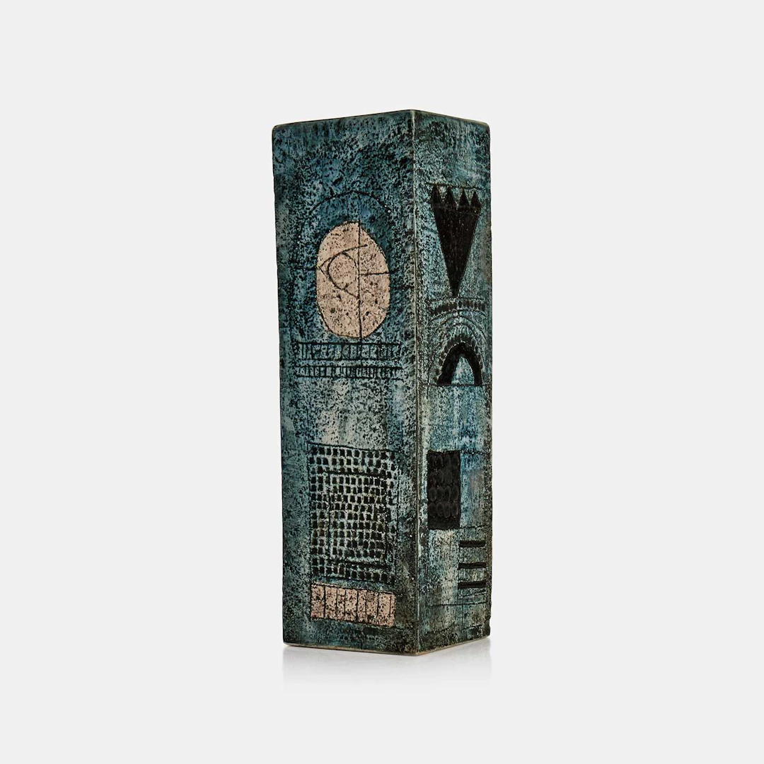 Avril Bennett for Troika Pottery a square section vase
