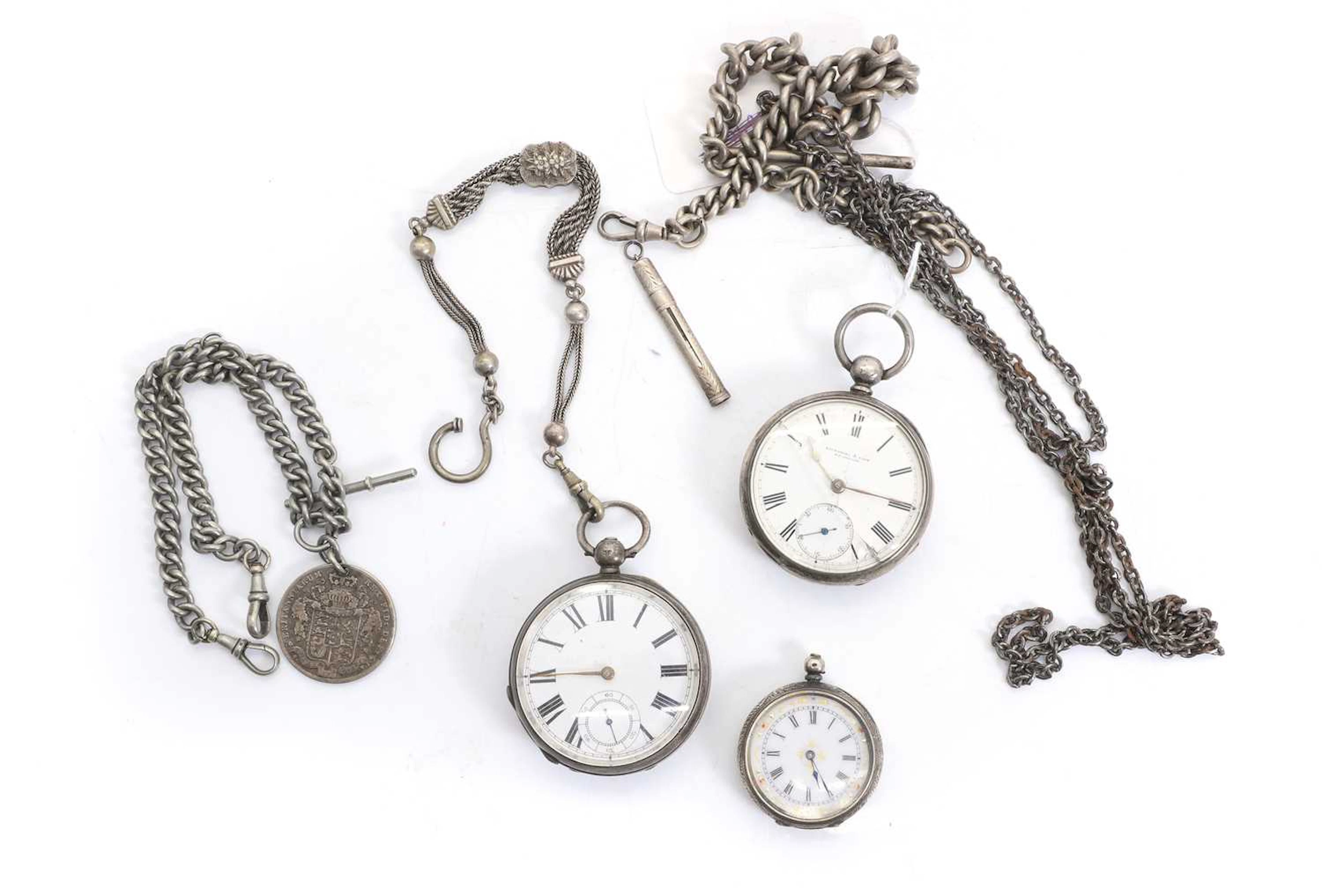 Three silver pocket watches