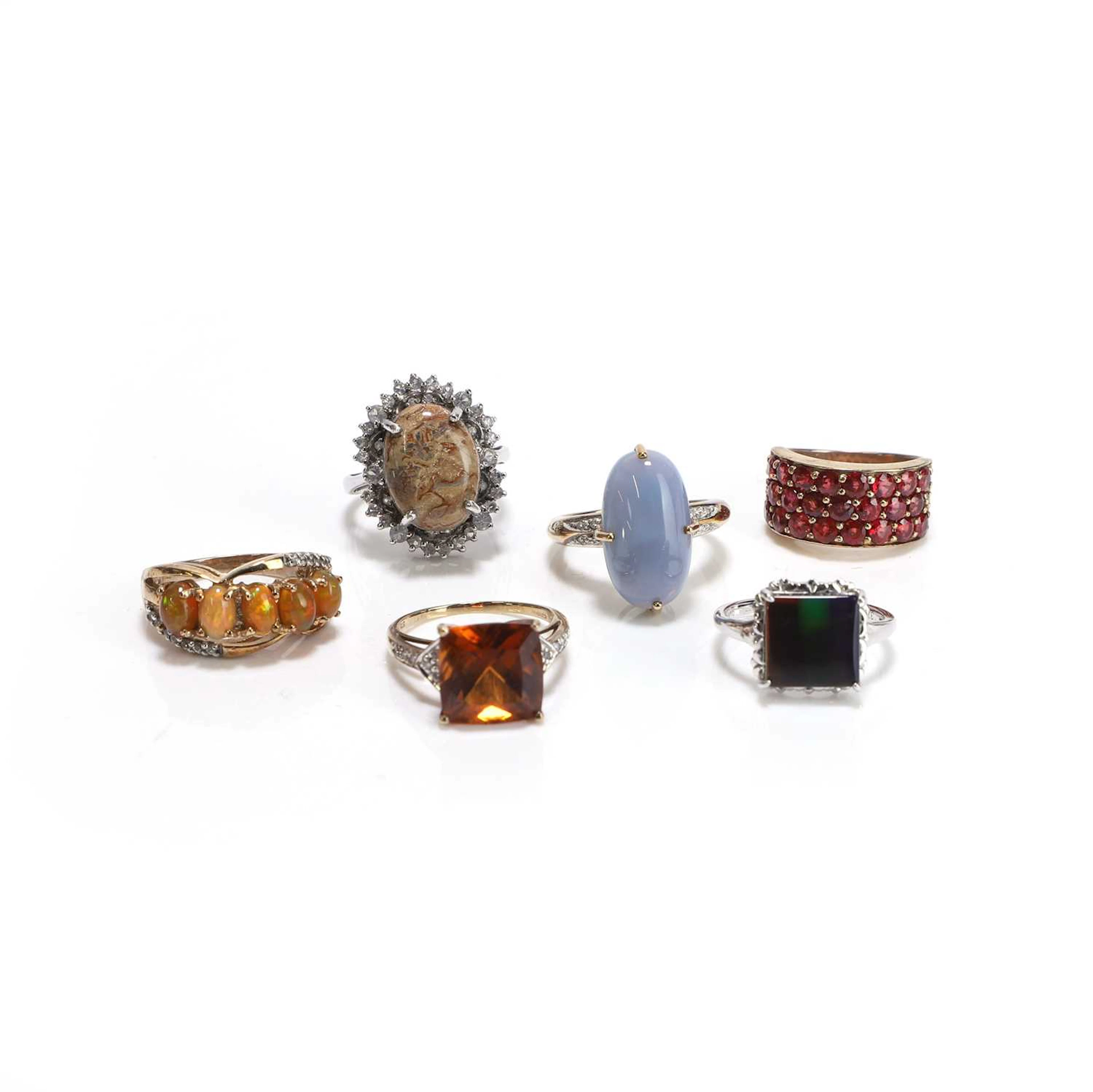 A group of gemstone set rings