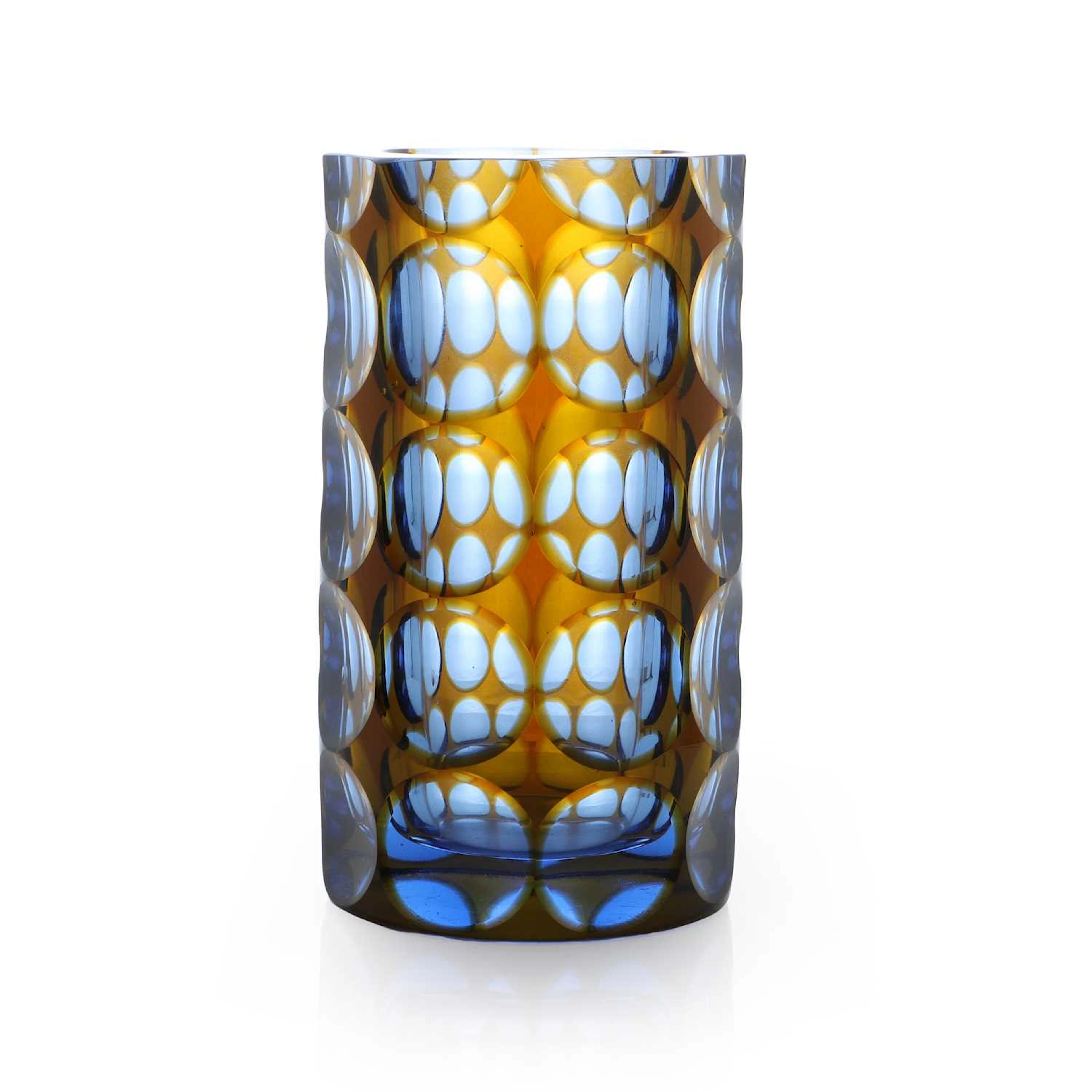 A cased and cut-glass vase circa 1970, in the manner of Jiří Kratochvíl