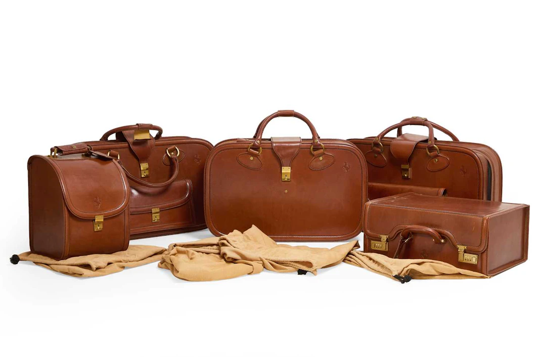 A Schedoni five-piece leather luggage set for Ferrari Italian, 1980s