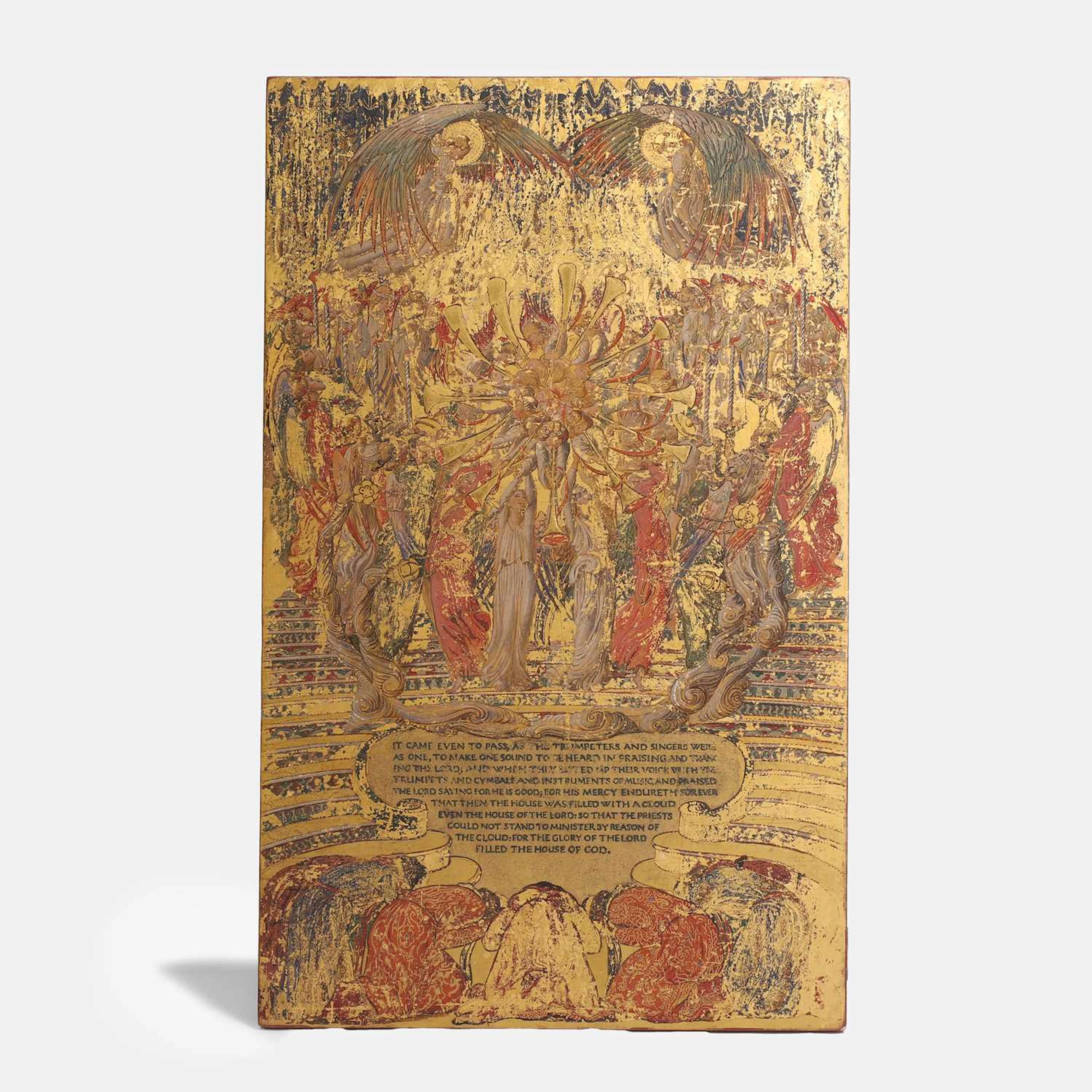 Pre-Raphaelite style a painted and gilded panel