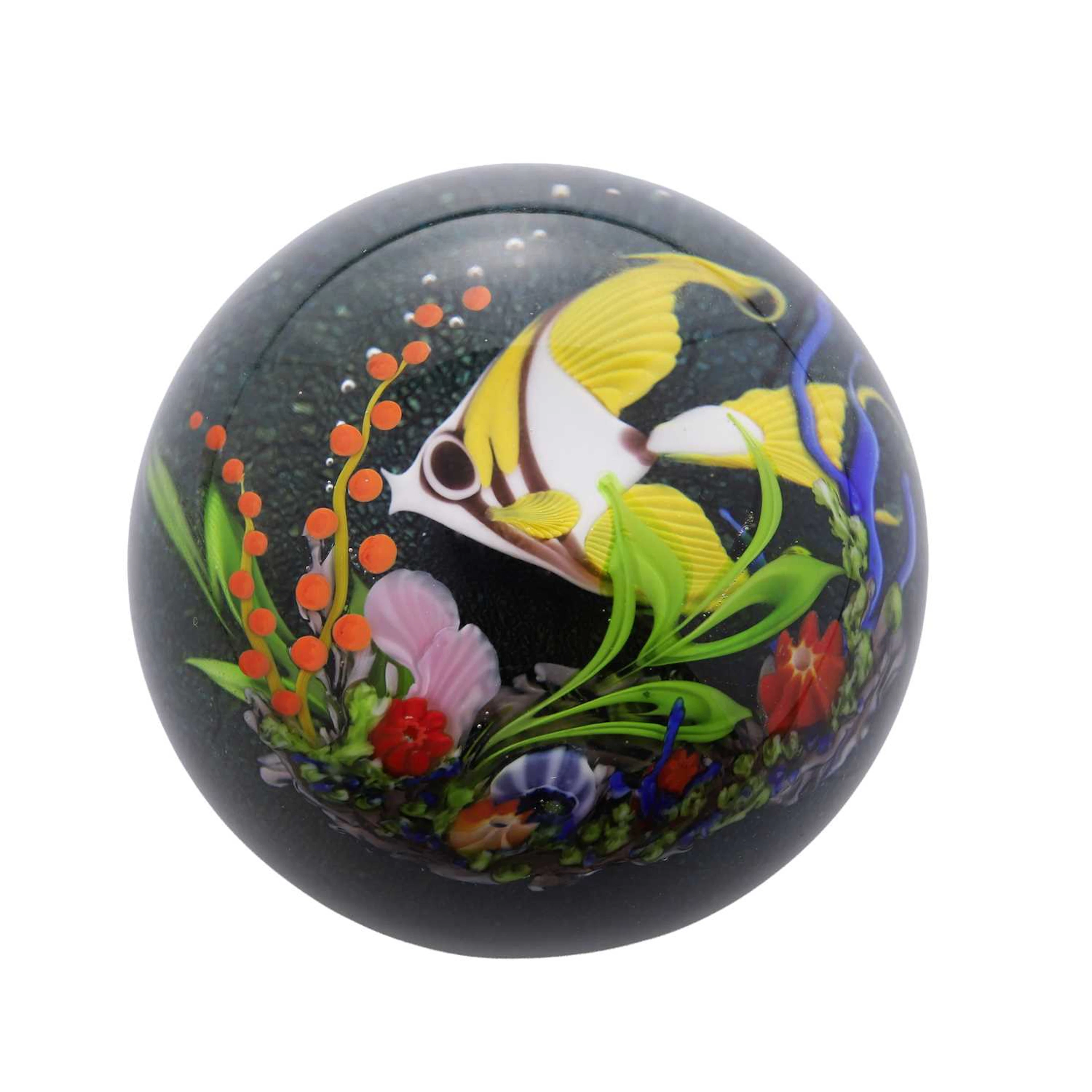 Mayauel Ward (American, b.1956) a glass coral reef paperweight, 2008, American