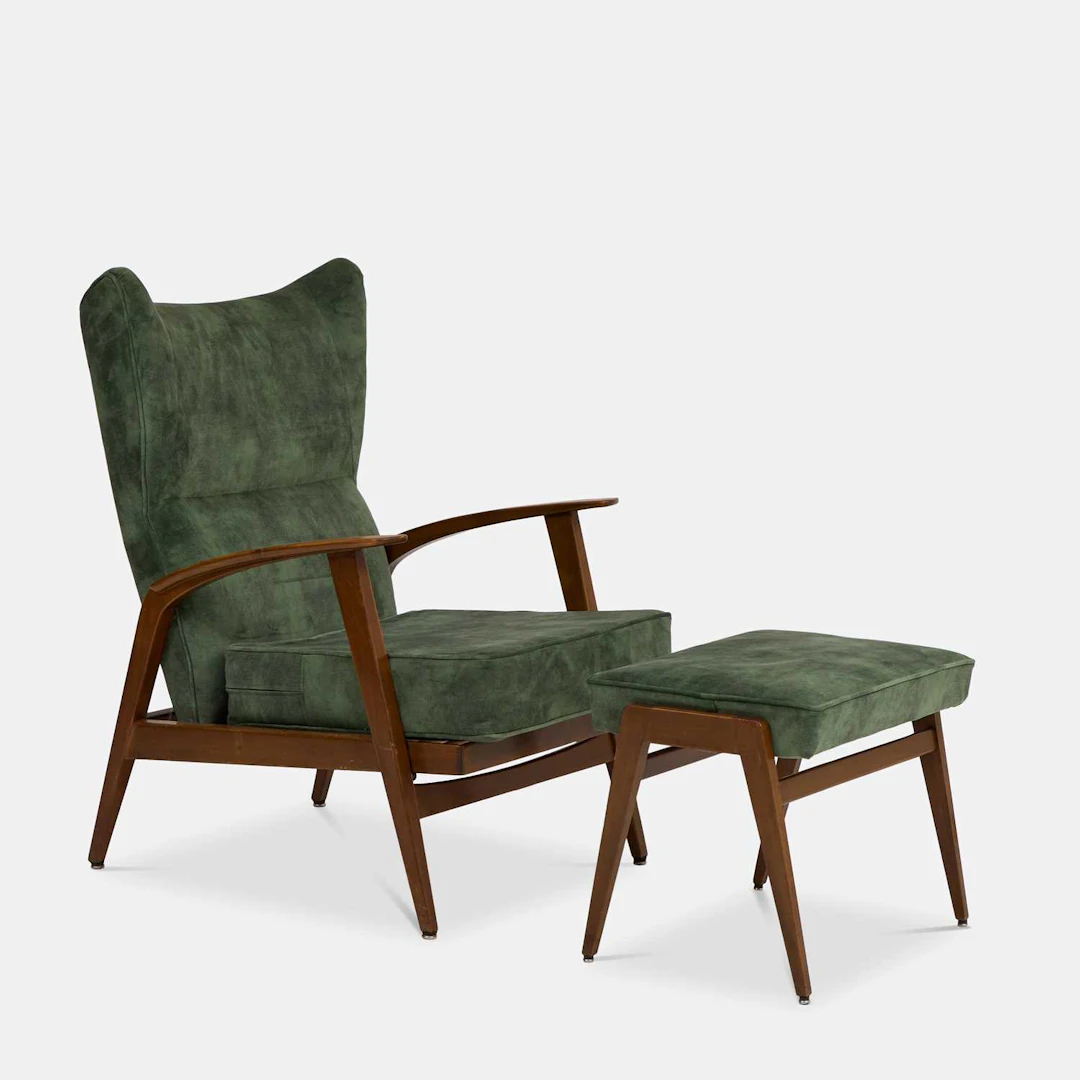 Knoll an 'Antimott' range reclining armchair and ottoman
