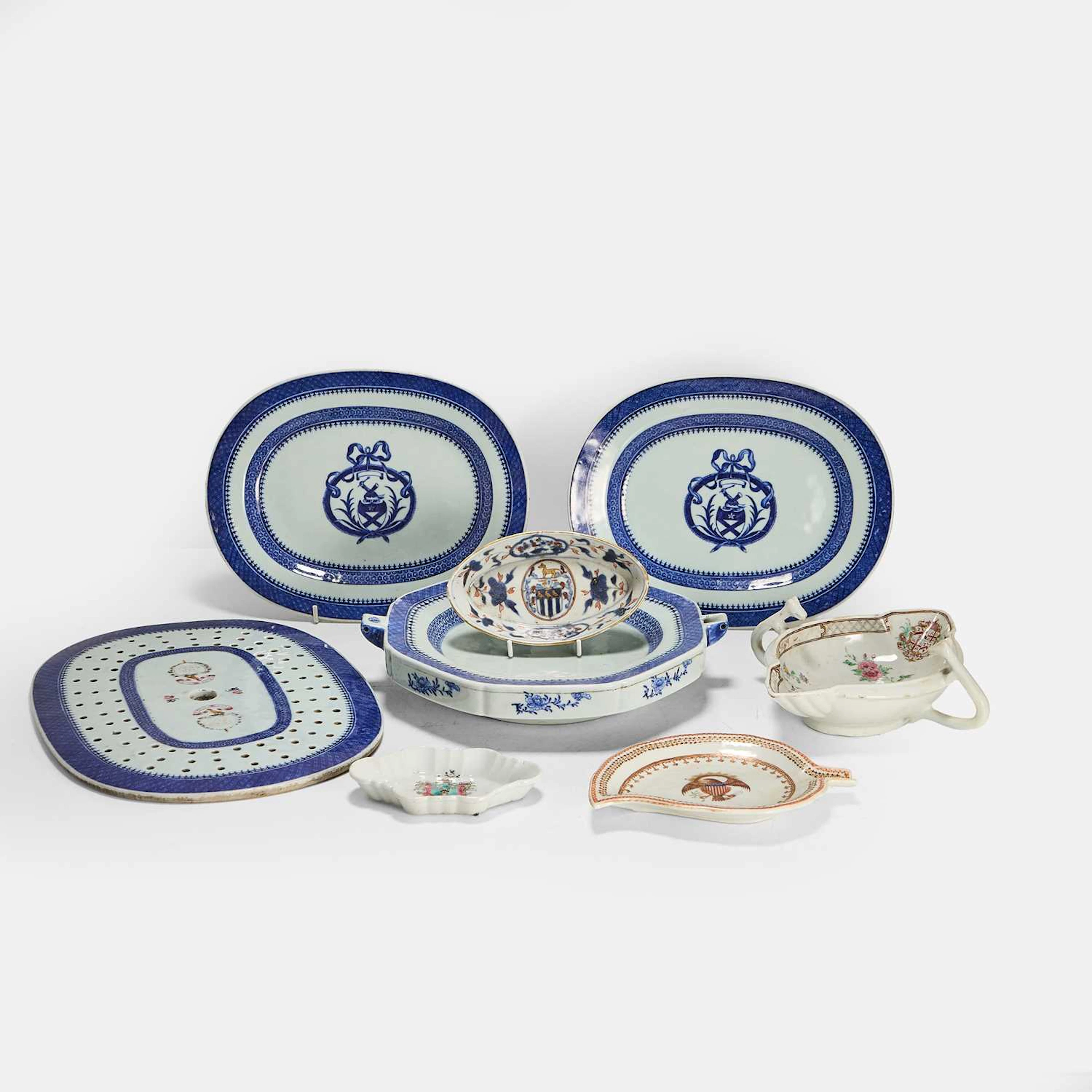 A collection of Chinese export armorial porcelain 18th century