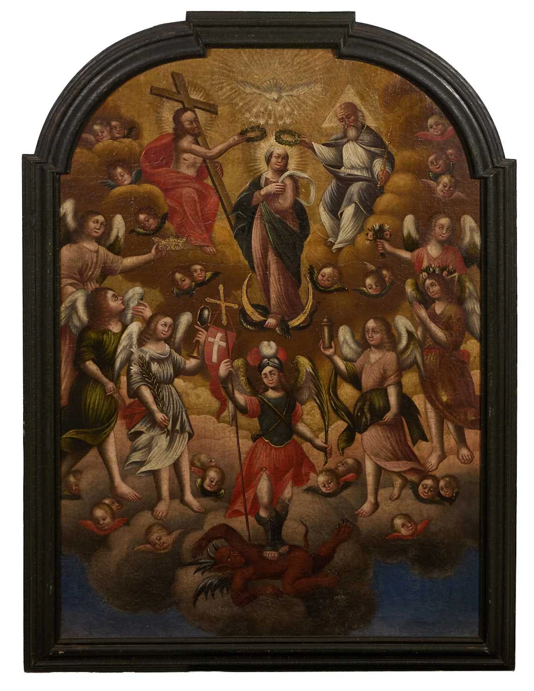 Spanish School, 17th century The Assumption of the Virgin, with St Michael