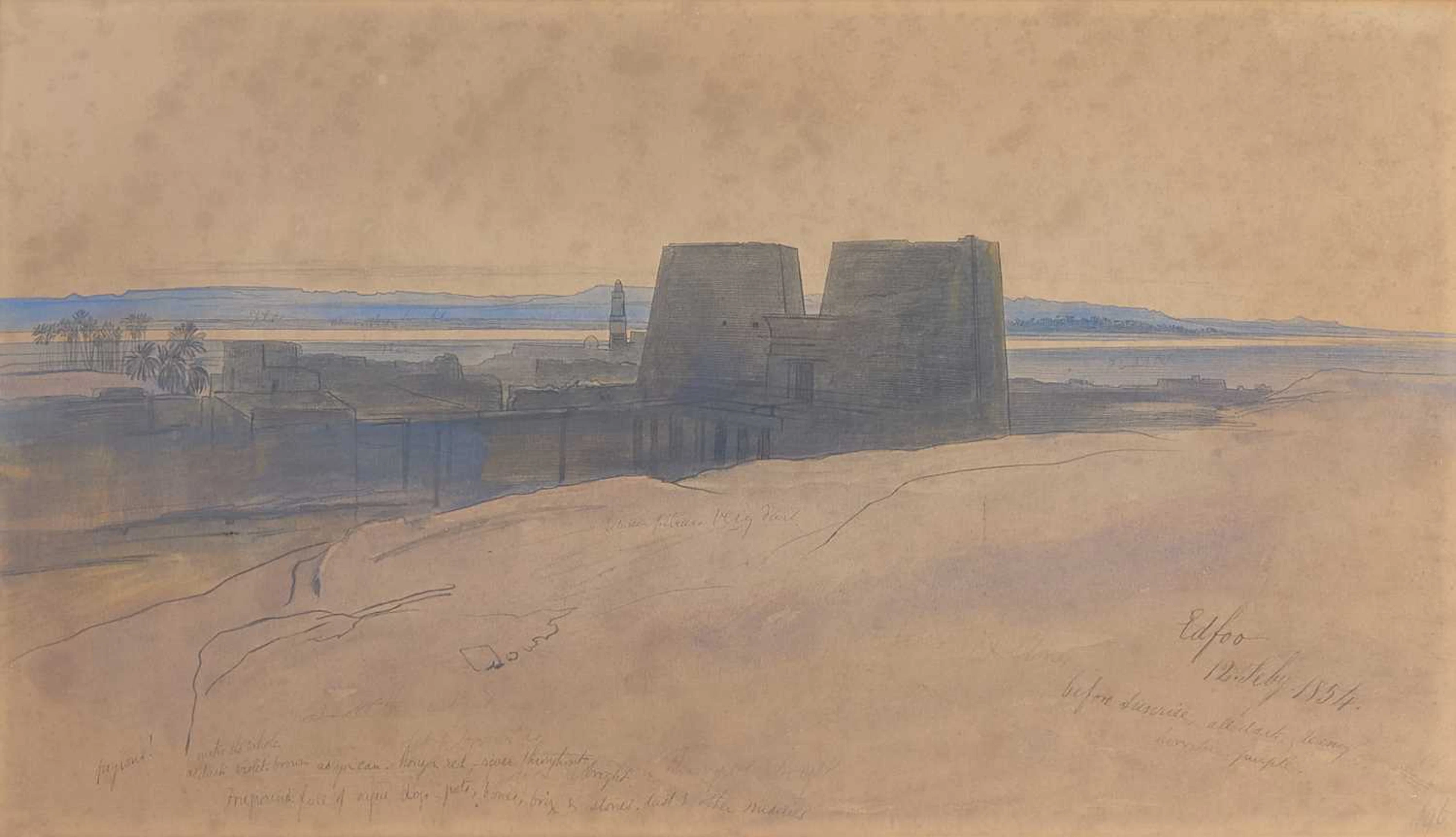 Edward Lear (British, 1812-1888) View of Edfu, Egypt