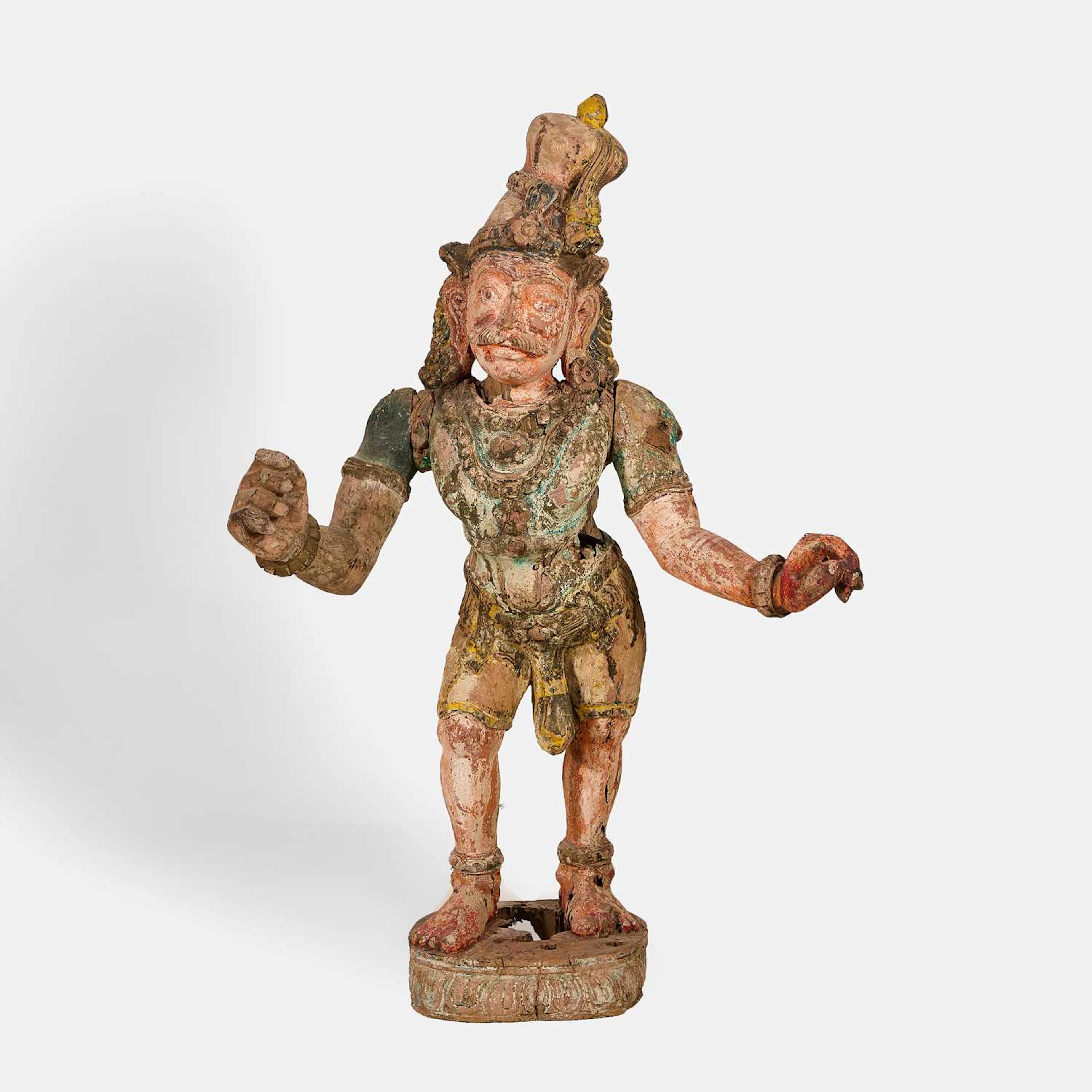 An Indian carved wood temple figure 19th century, Southern India