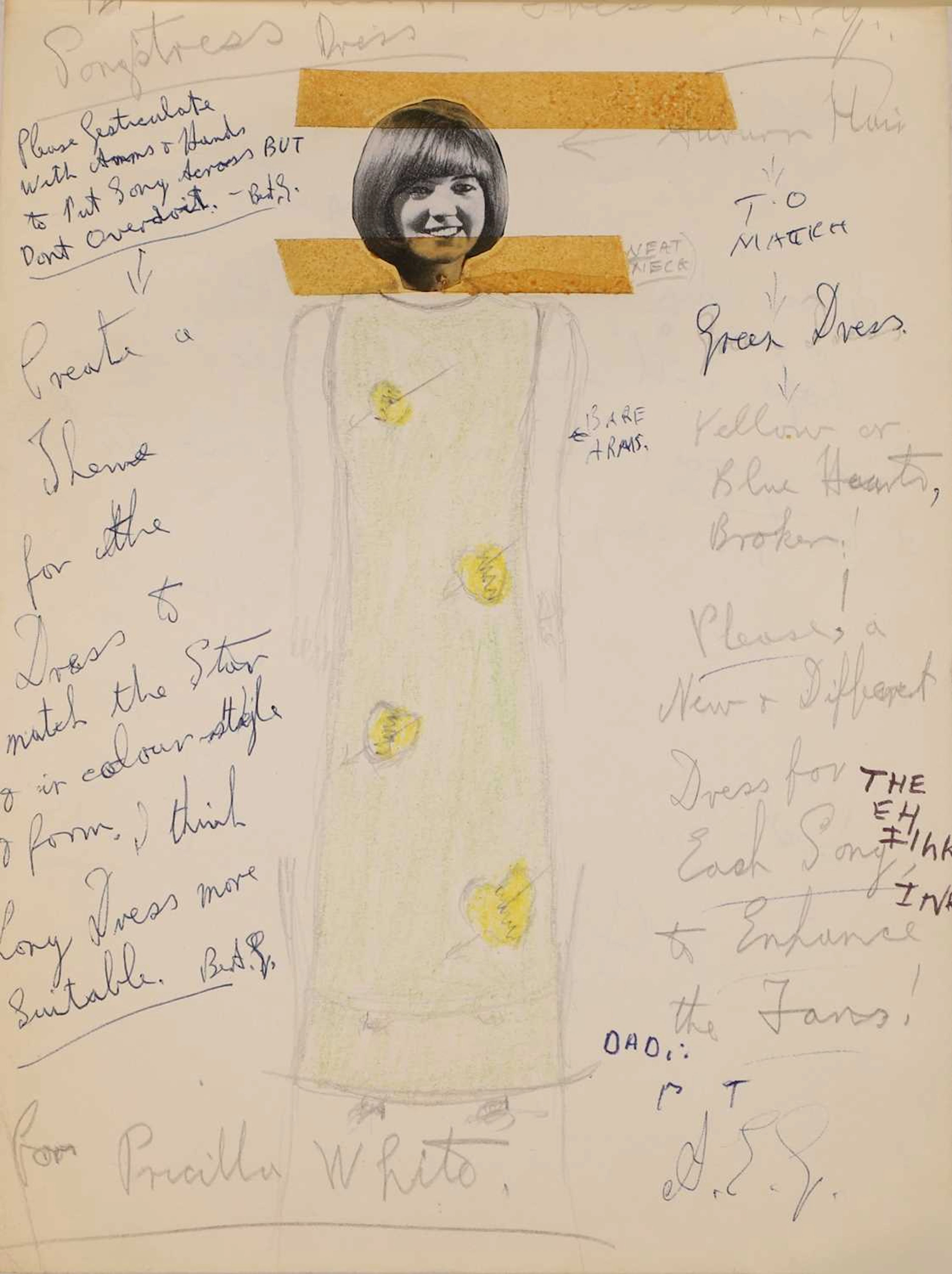 A dress design for Cilla Black For her record 'Love's Just a Broken Heart'