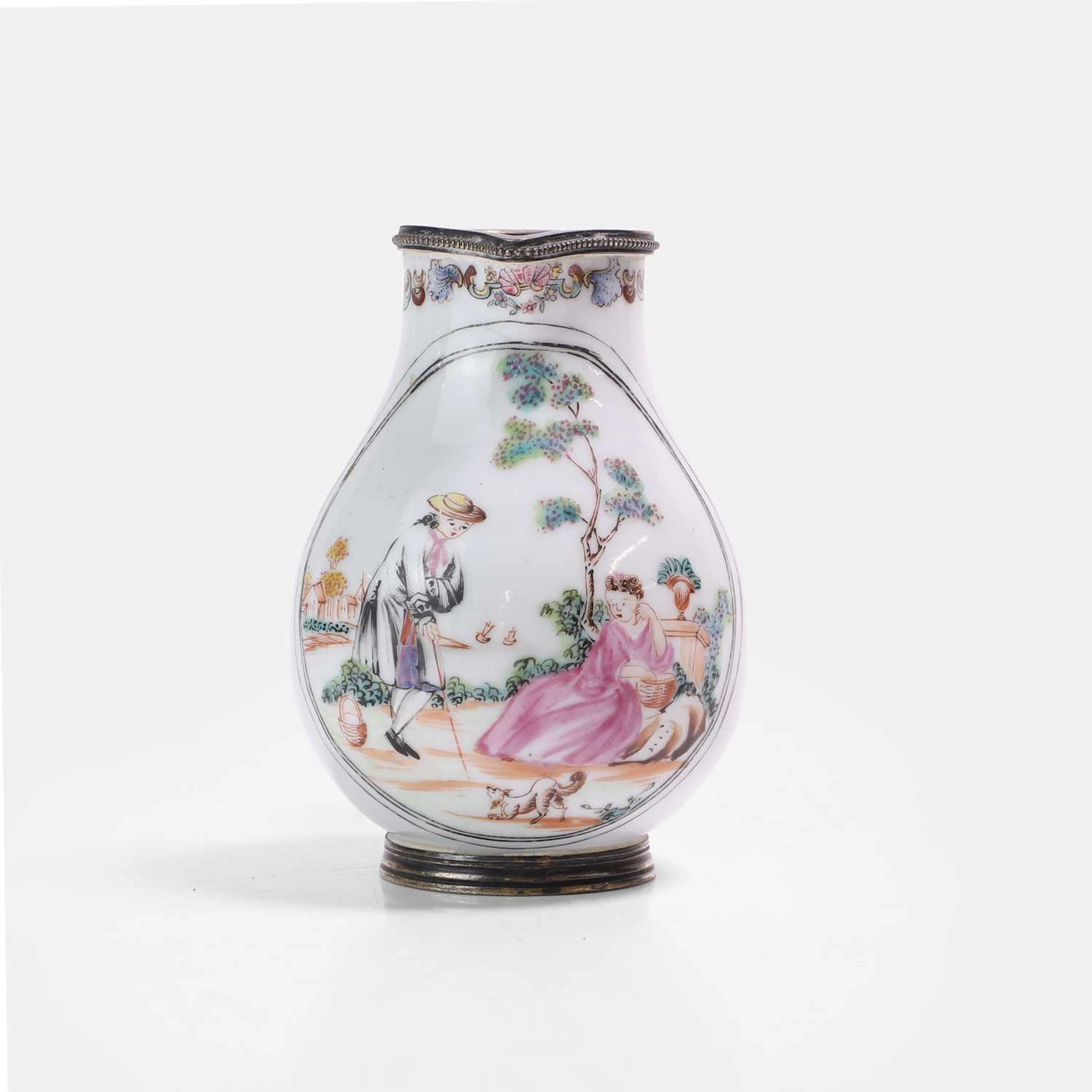 A Chinese export famille rose milk jug 18th century